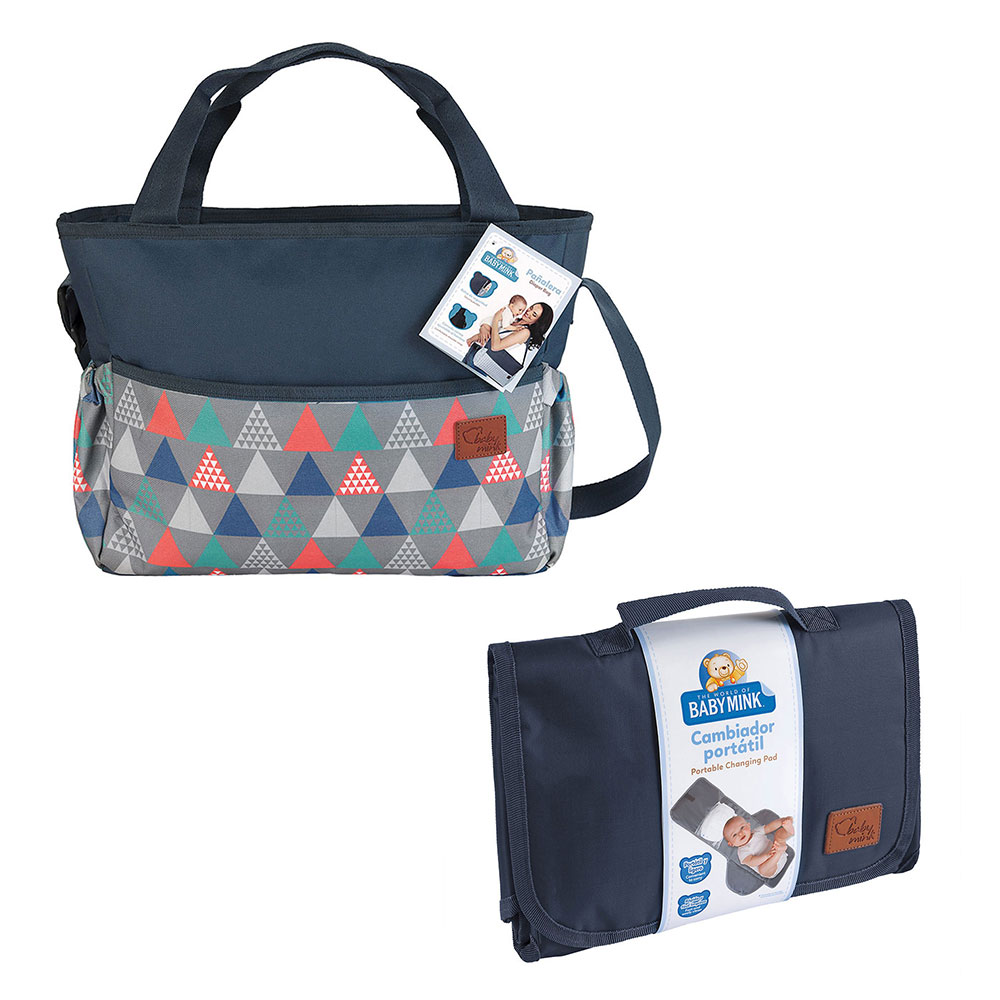 Pañalera + Cambiador Baby Mink Bm05m Azul Marino (2 Piezas)