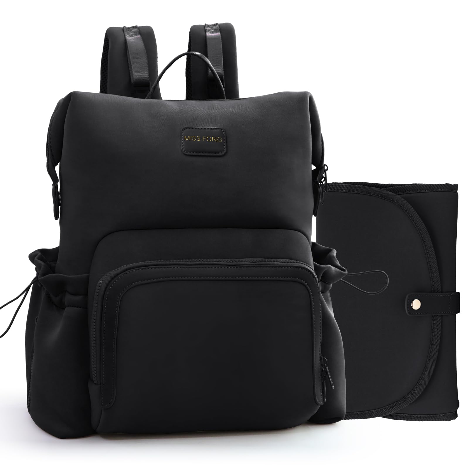 Mochila Para Pañales Miss Fong De Neopreno De Gran Capacidad, Color Negro - Venta Internacional.