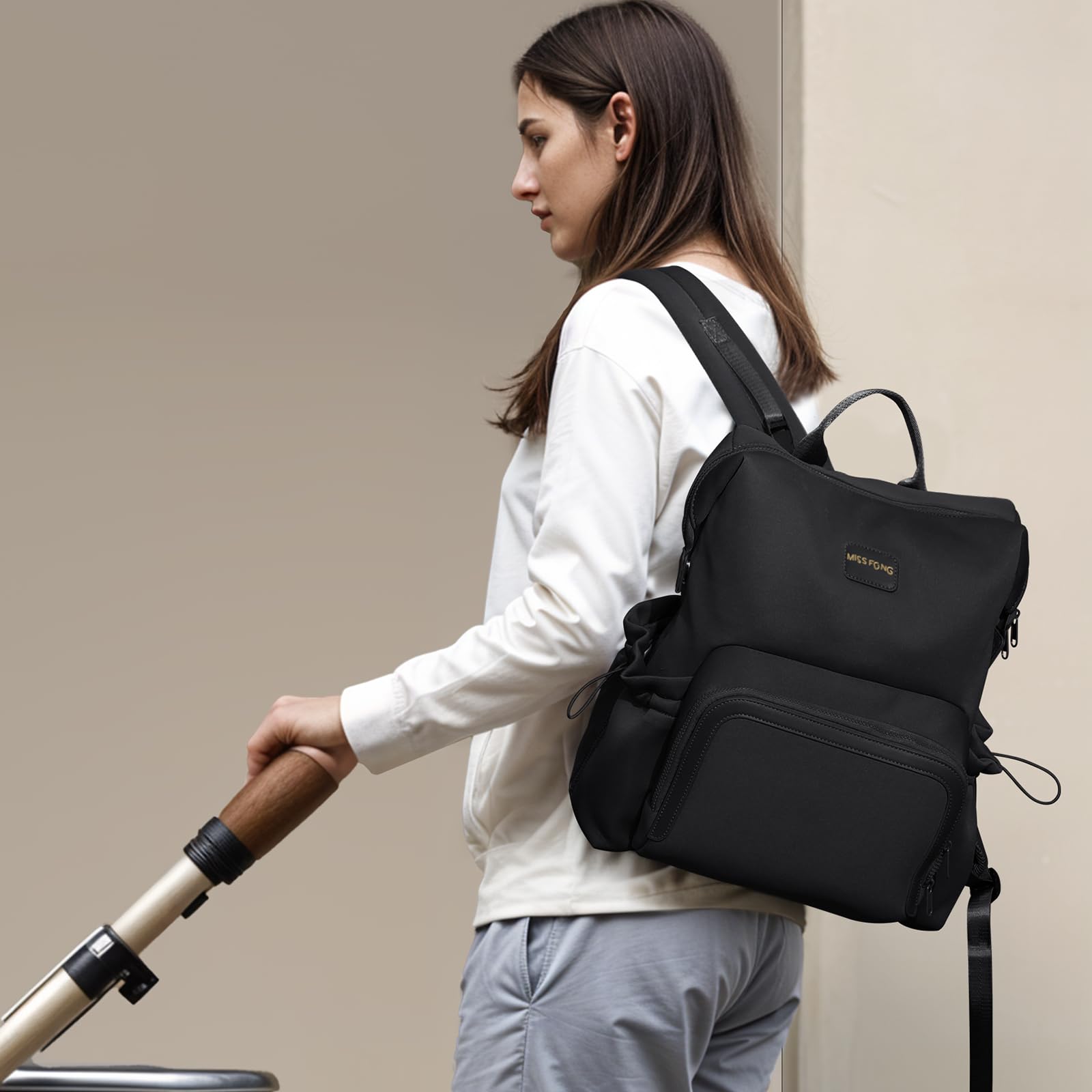 Foto 7 | Mochila Para Pañales Miss Fong De Neopreno De Gran Capacidad, Color Negro - Venta Internacional.