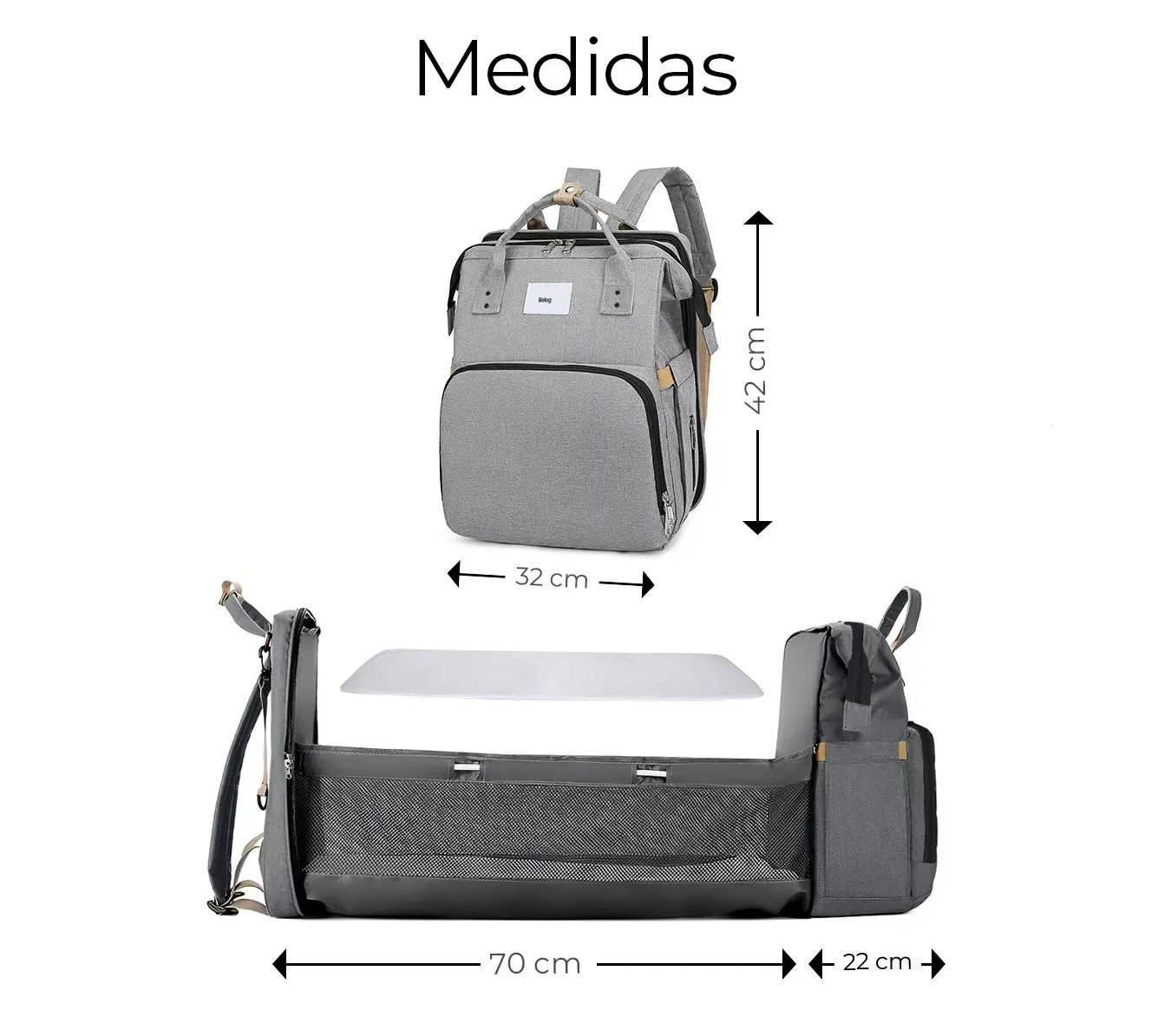 Foto 4 pulgar | Pañalera Expandible Impermeable Y Cambiador Mochila 3 En 1, Belug Gris