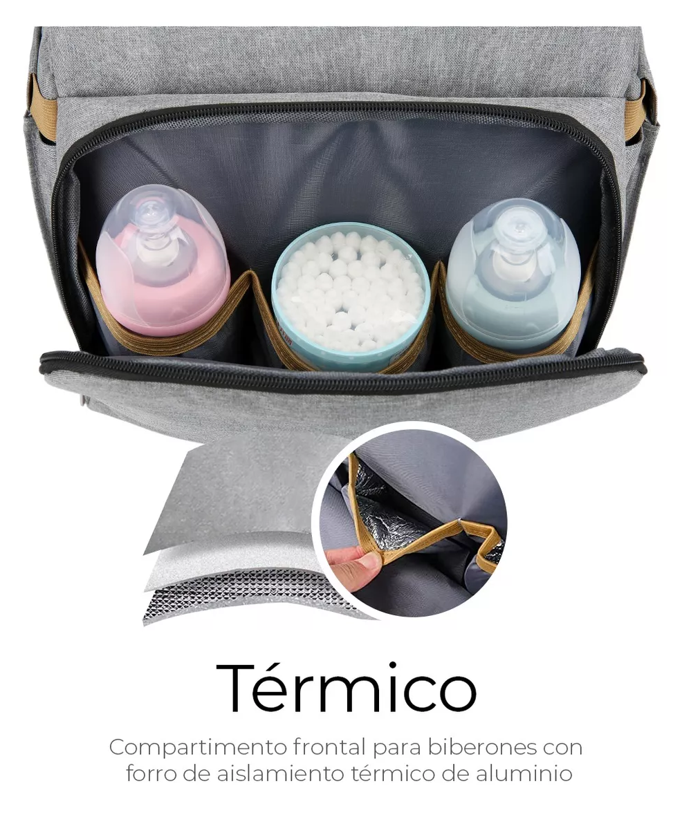 Foto 4 | Pañalera Expandible Impermeable Y Cambiador Mochila 3 En 1, Belug Gris