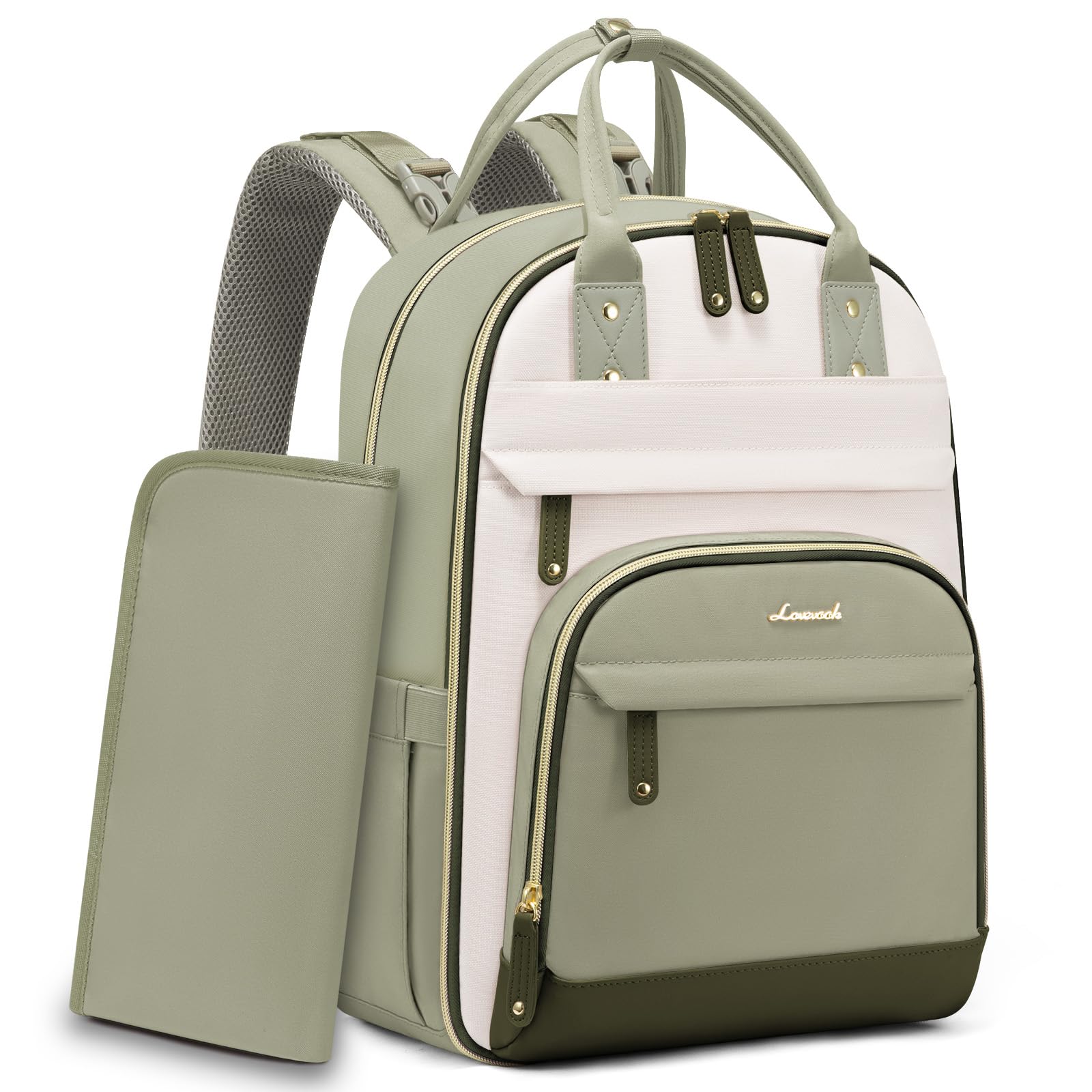 Mochila Para Pañales Lovevook, Grande, Con Cambiador, 30 L, Verde - Venta Internacional.