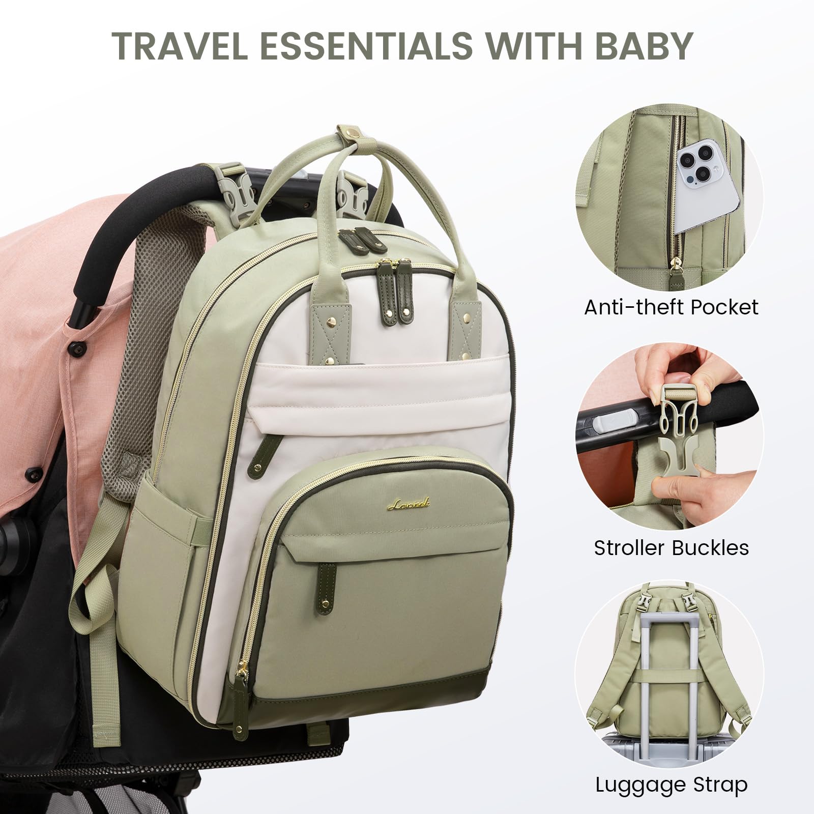 Foto 4 | Mochila Para Pañales Lovevook, Grande, Con Cambiador, 30 L, Verde - Venta Internacional.
