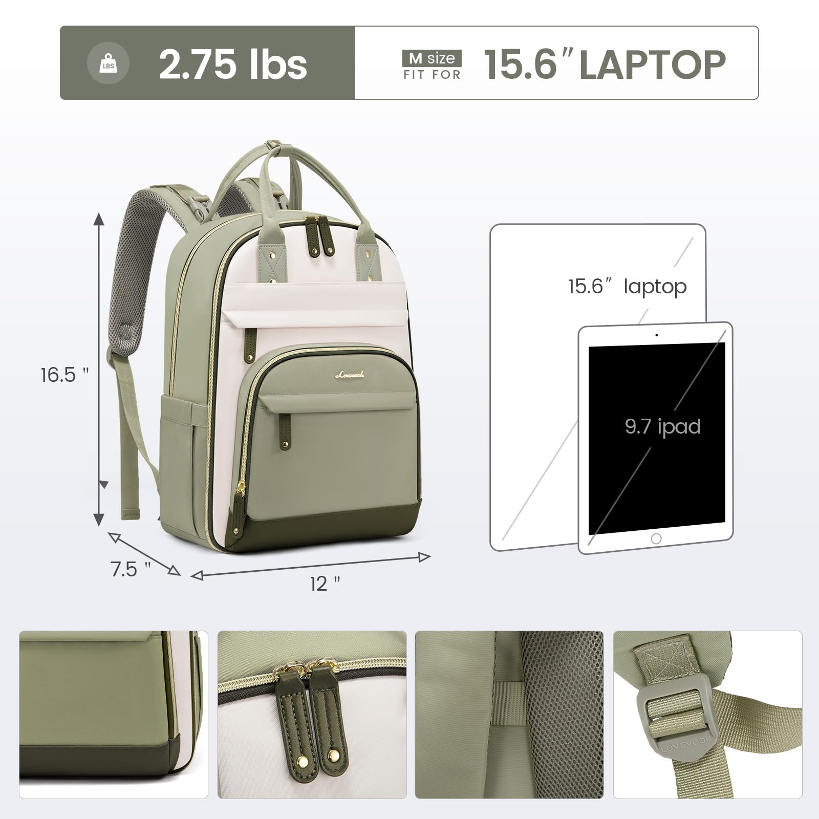 Foto 6 | Mochila Para Pañales Lovevook, Grande, Con Cambiador, 30 L, Verde - Venta Internacional.