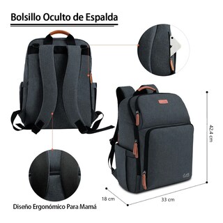 Foto 3 | Mochila Impermeable Para Pañales De Bebé Lab.g Negro