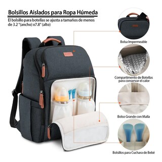 Foto 4 | Mochila Impermeable Para Pañales De Bebé Lab.g Negro
