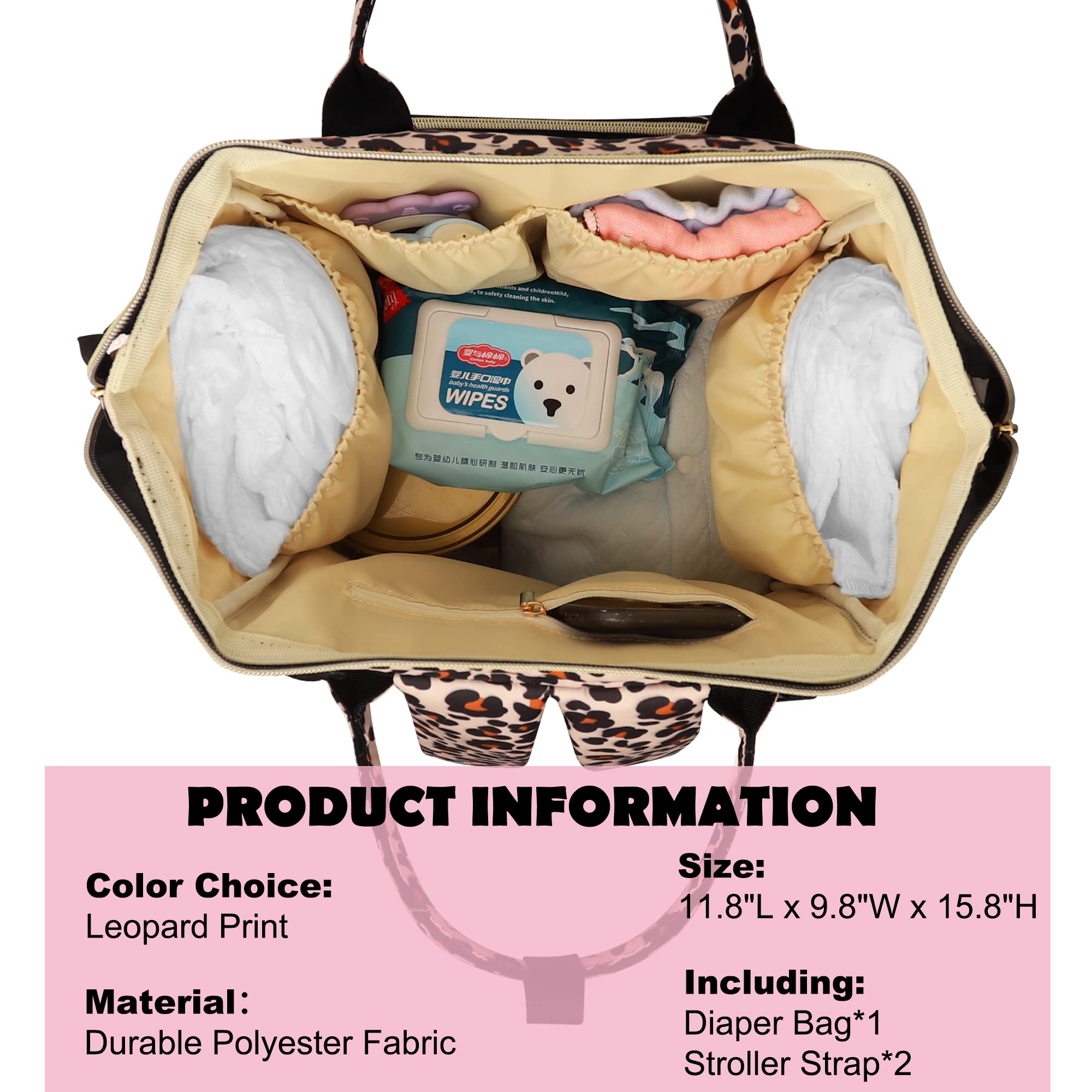 Foto 4 pulgar | Mochila Para Pañales Femuar Multifuncional Con Estampado De Leopardo - Venta Internacional.