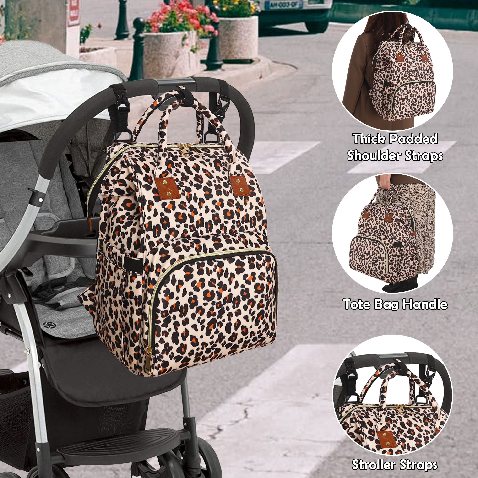 Foto 7 pulgar | Mochila Para Pañales Femuar Multifuncional Con Estampado De Leopardo - Venta Internacional.