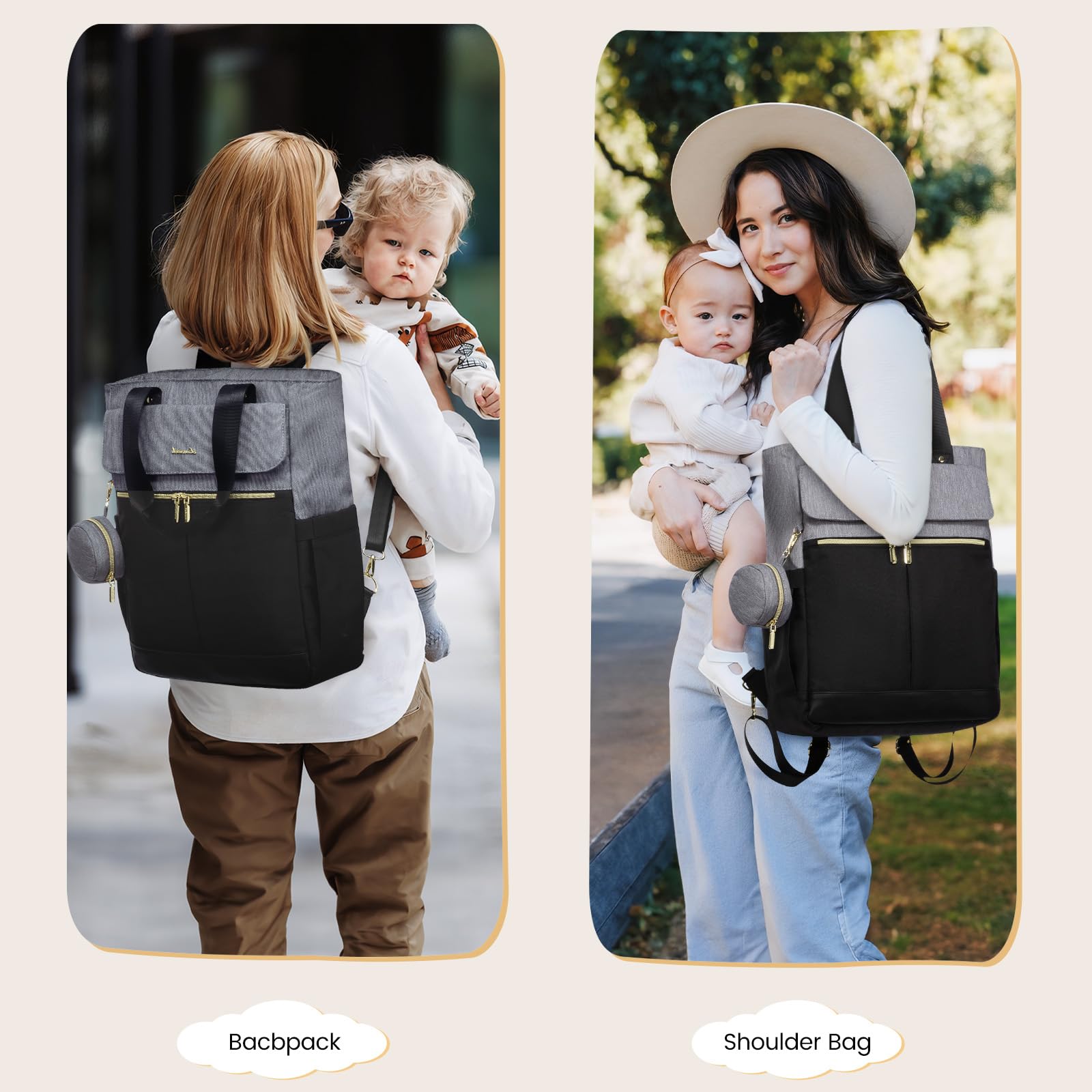 Foto 2 | Bolsa De Pañales, Mochila Lovevook, Bolsa De Pañales, Negro Y Gris - Venta Internacional.