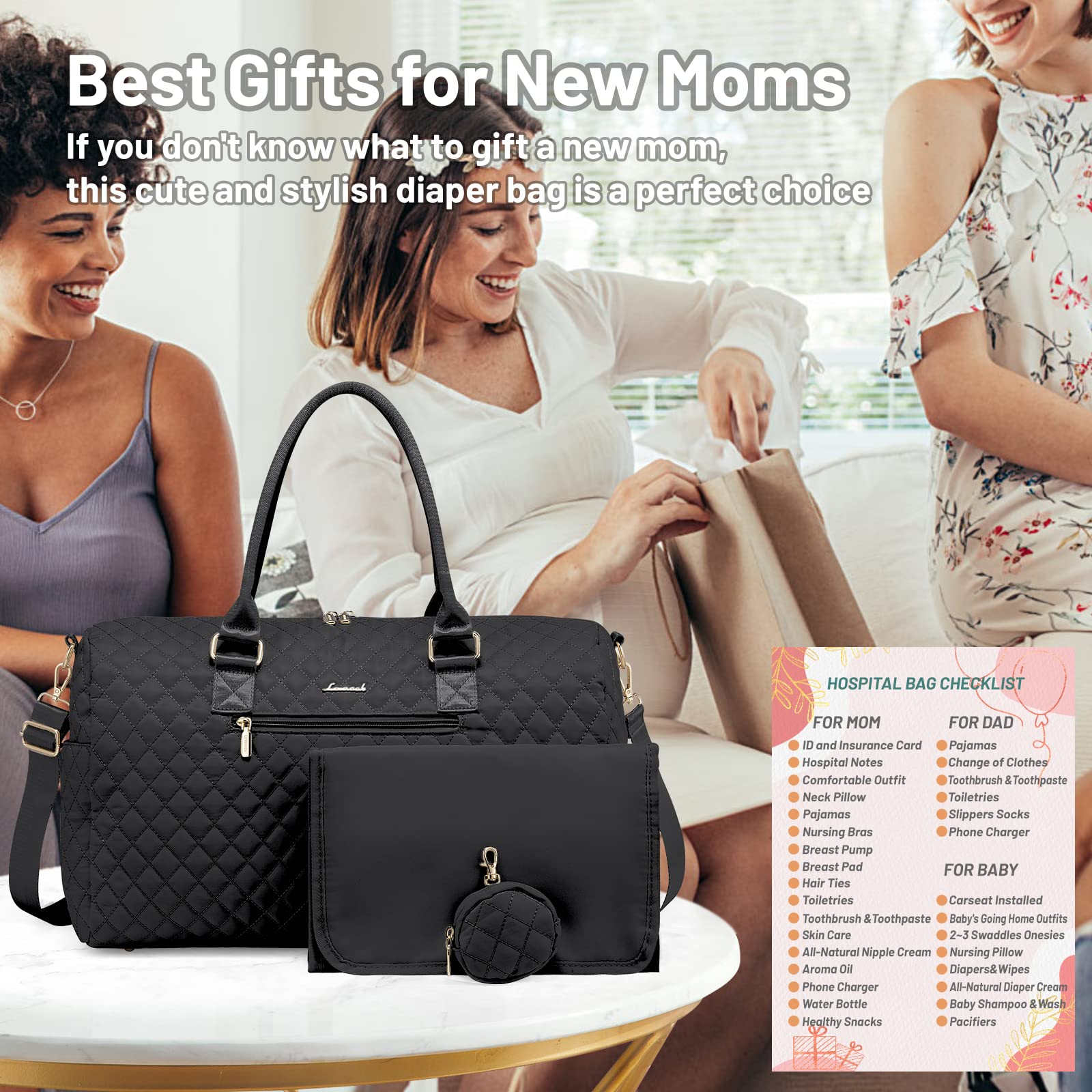Foto 7 | Bolsa Para Pañales Lovevook Con Funda Para Chupetes Y Cambiador, Color Negro - Venta Internacional.