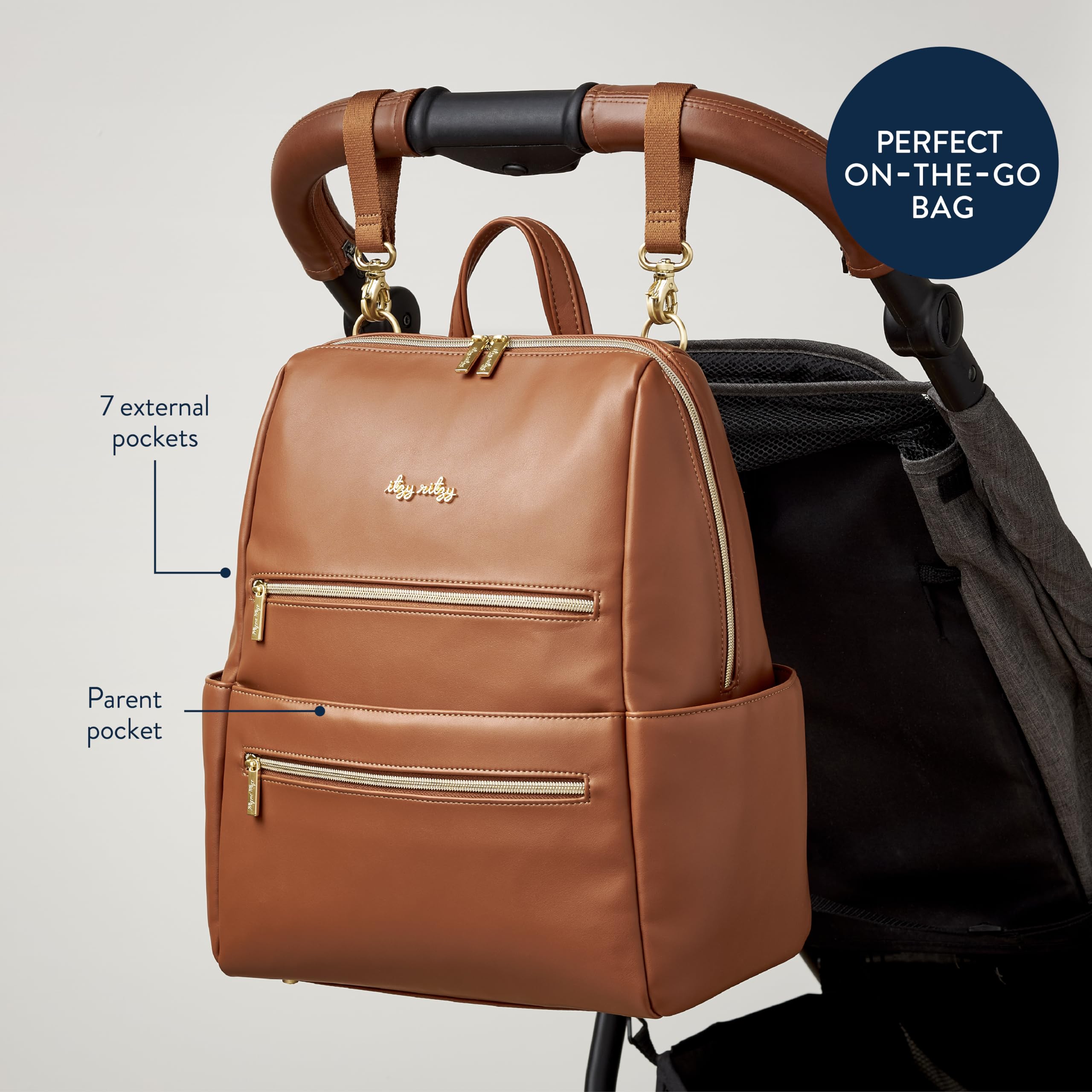 Foto 4 | Mochila Para Pañales Itzy Ritzy Eras De Gran Capacidad, Color Coñac - Venta Internacional.