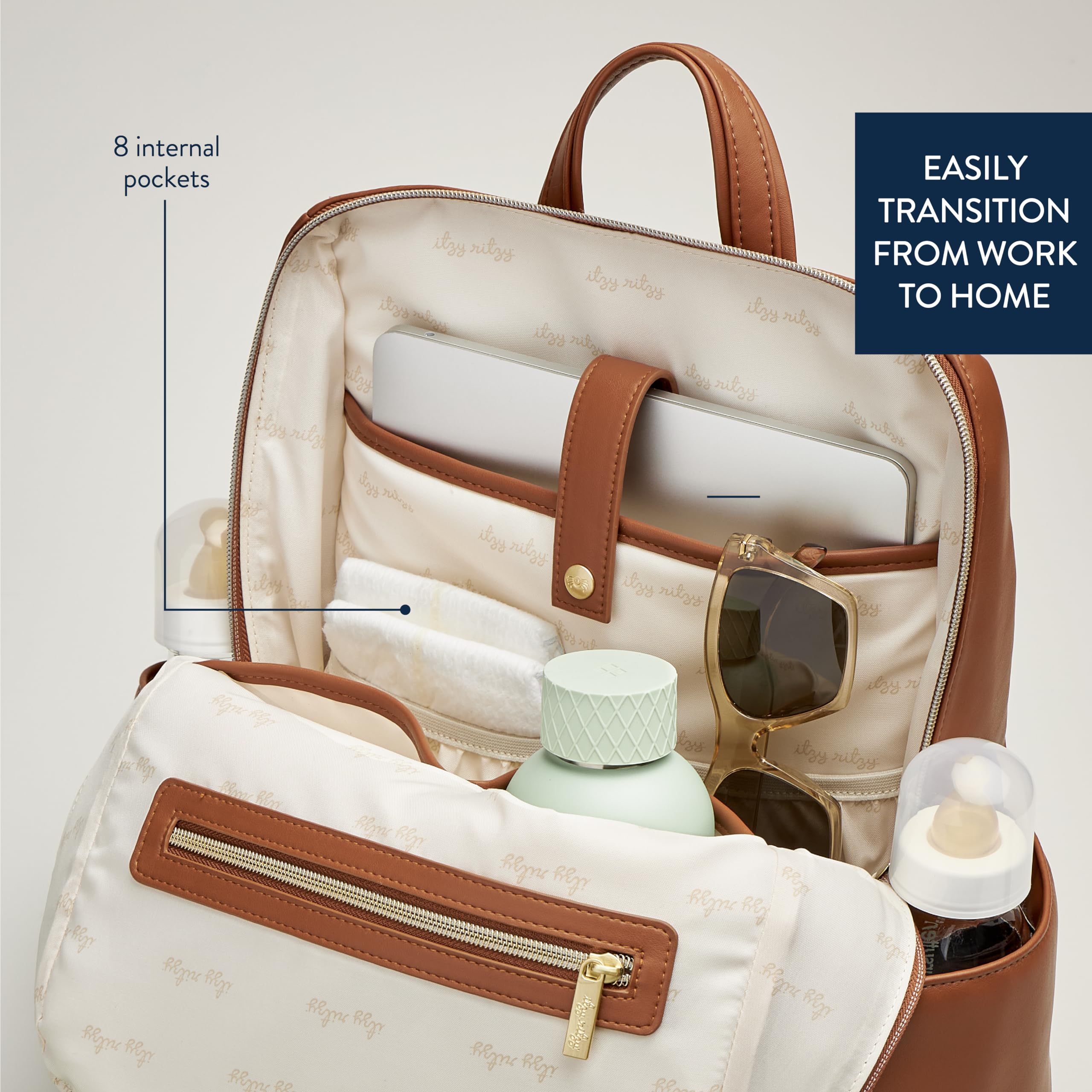 Foto 5 | Mochila Para Pañales Itzy Ritzy Eras De Gran Capacidad, Color Coñac - Venta Internacional.