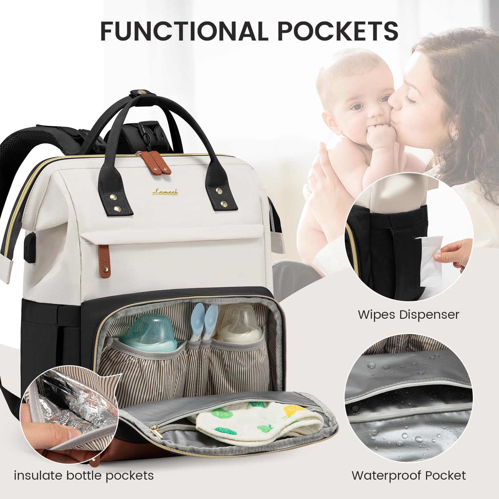 Foto 4 pulgar | Mochila Para Pañales Lovevook Con Cambiador Negra - Venta Internacional.