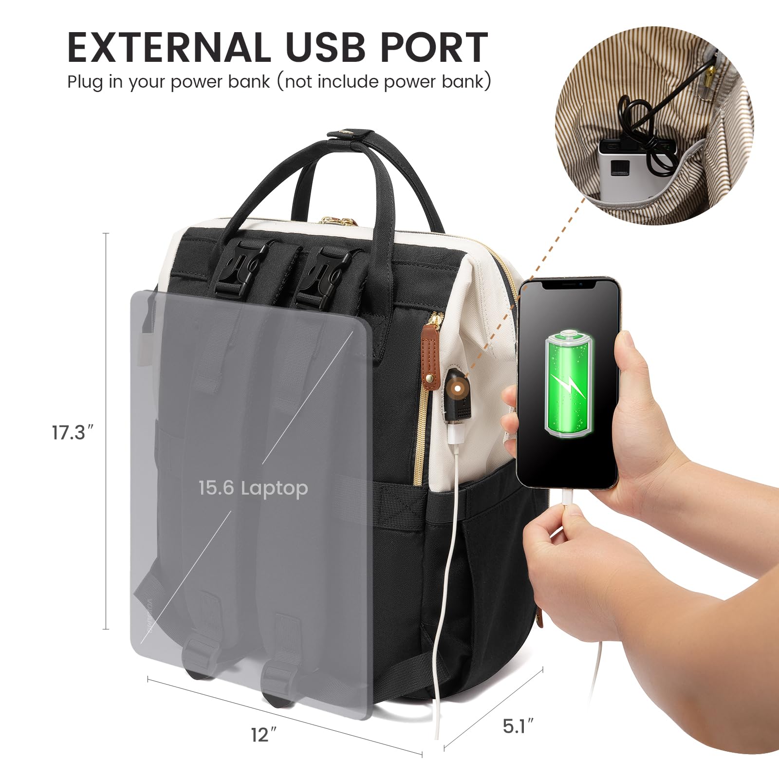 Foto 6 pulgar | Mochila Para Pañales Lovevook Con Cambiador Negra - Venta Internacional.