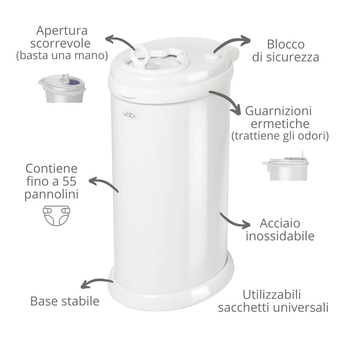 Foto 4 pulgar | Cubeta Para Pañales Ubbi De Acero Con Cierre De Olores, Sin Bolsa Especial, Color Blanco - Venta Internacional.