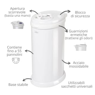 Foto 3 | Cubeta Para Pañales Ubbi De Acero Con Cierre De Olores, Sin Bolsa Especial, Color Blanco - Venta Internacional.