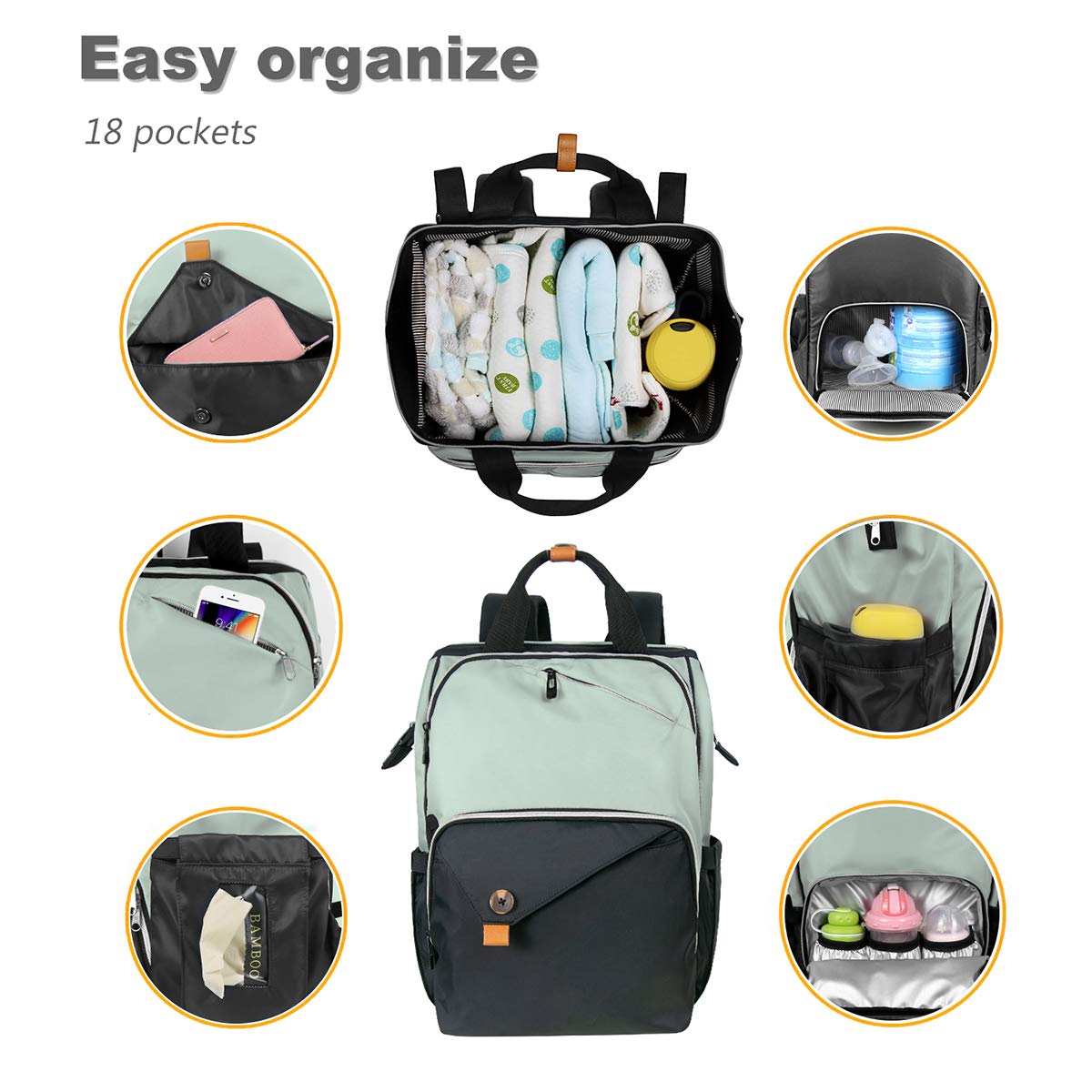 Foto 4 | Mochila Para Pañales Hap Tim, De Gran Capacidad, Impermeable - Venta Internacional.