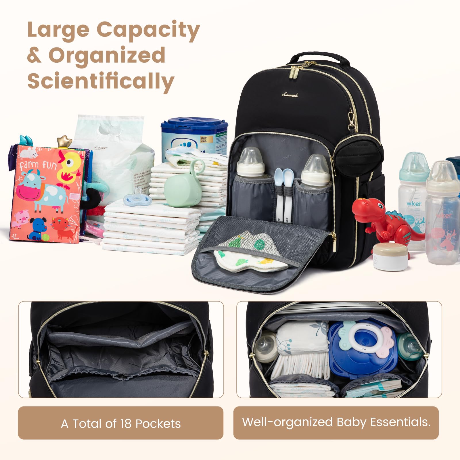 Foto 3 pulgar | Bolsa De Pañales Lovevook, Elegante Mochila Para Bebés Con Cambiador - Venta Internacional.
