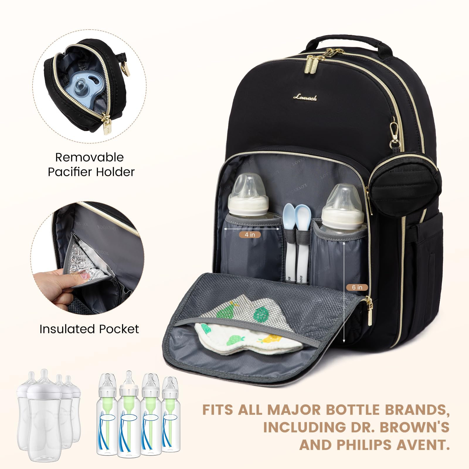 Foto 6 pulgar | Bolsa De Pañales Lovevook, Elegante Mochila Para Bebés Con Cambiador - Venta Internacional.
