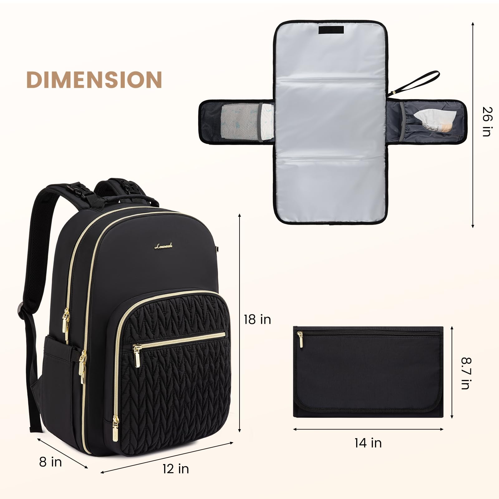 Foto 7 pulgar | Bolsa De Pañales Lovevook, Elegante Mochila Para Bebés Con Cambiador - Venta Internacional.