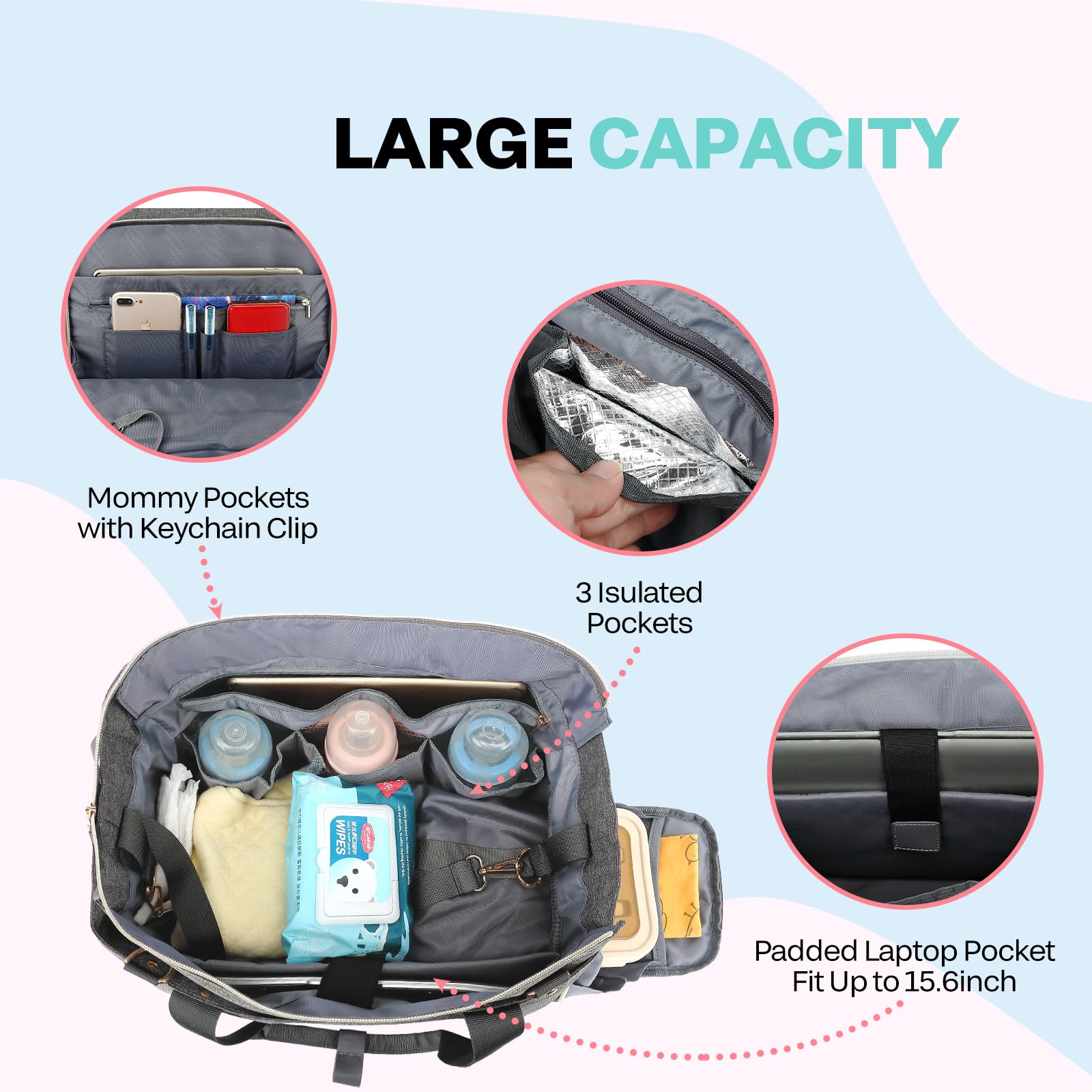 Foto 3 pulgar | Bolsa De Pañales Tote Beaulyn Para Mamás Que Trabajan - Venta Internacional.