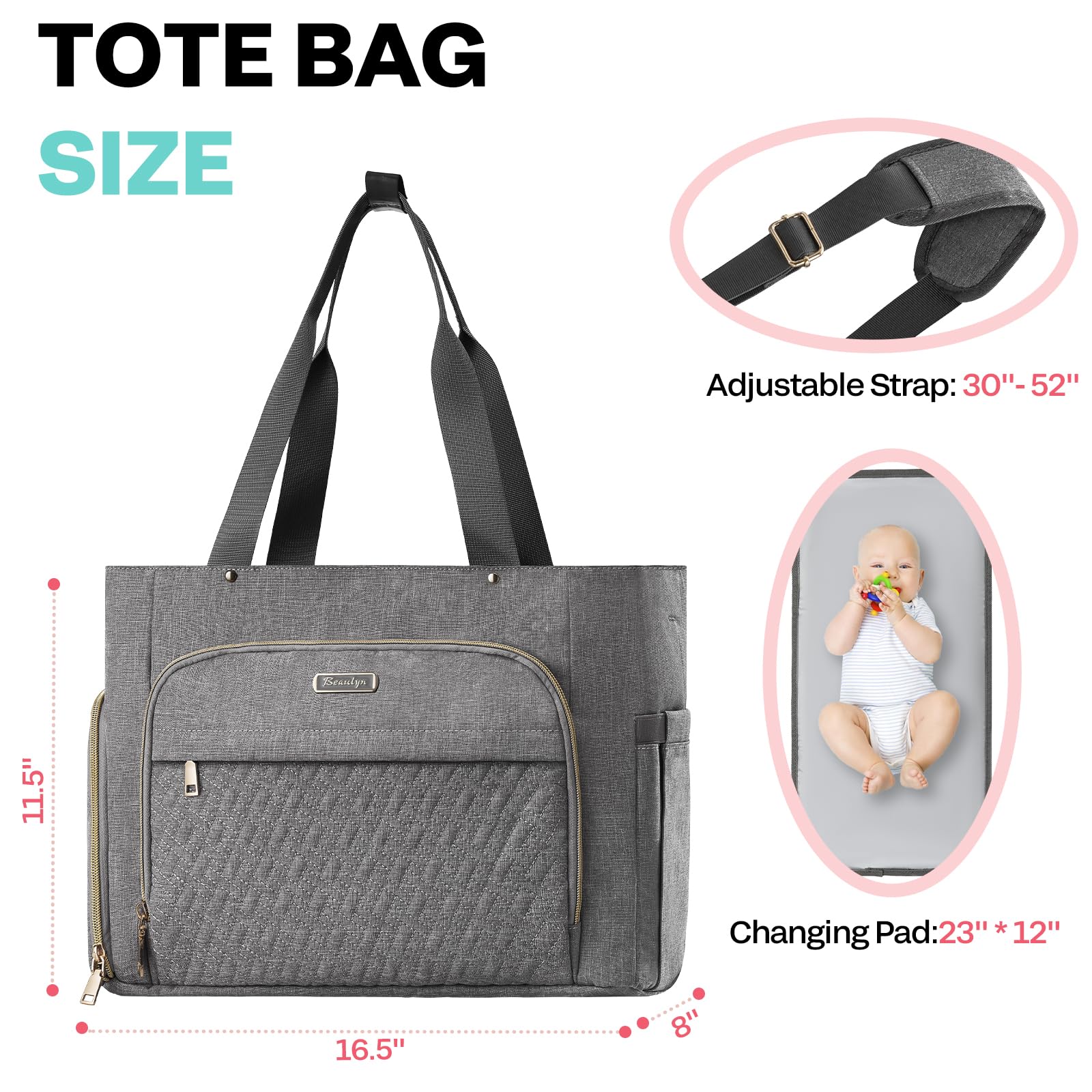 Foto 6 pulgar | Bolsa De Pañales Tote Beaulyn Para Mamás Que Trabajan - Venta Internacional.