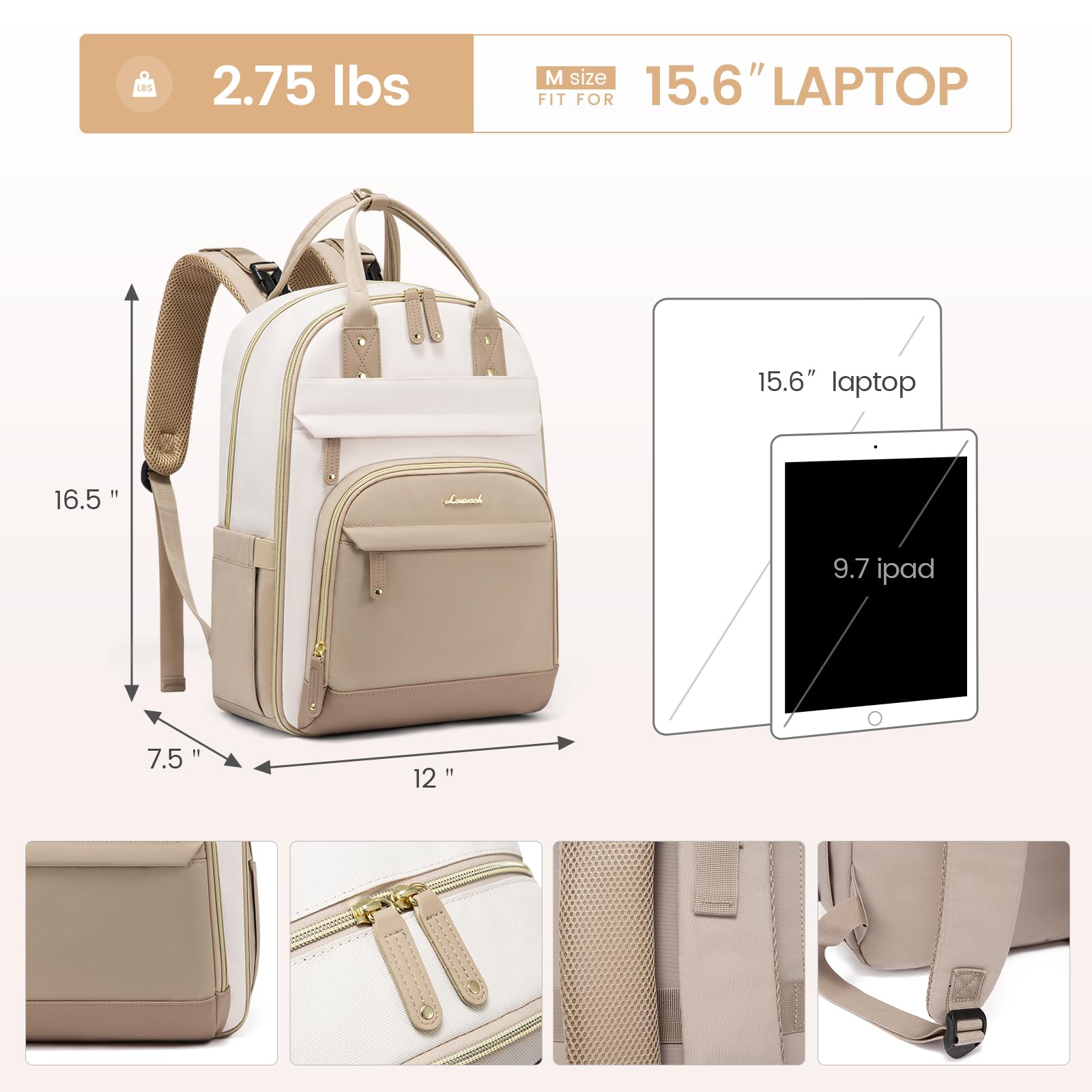 Foto 7 pulgar | Mochila Para Pañales Lovevook Con Cambiador, 30 L, Color Beige - Venta Internacional.