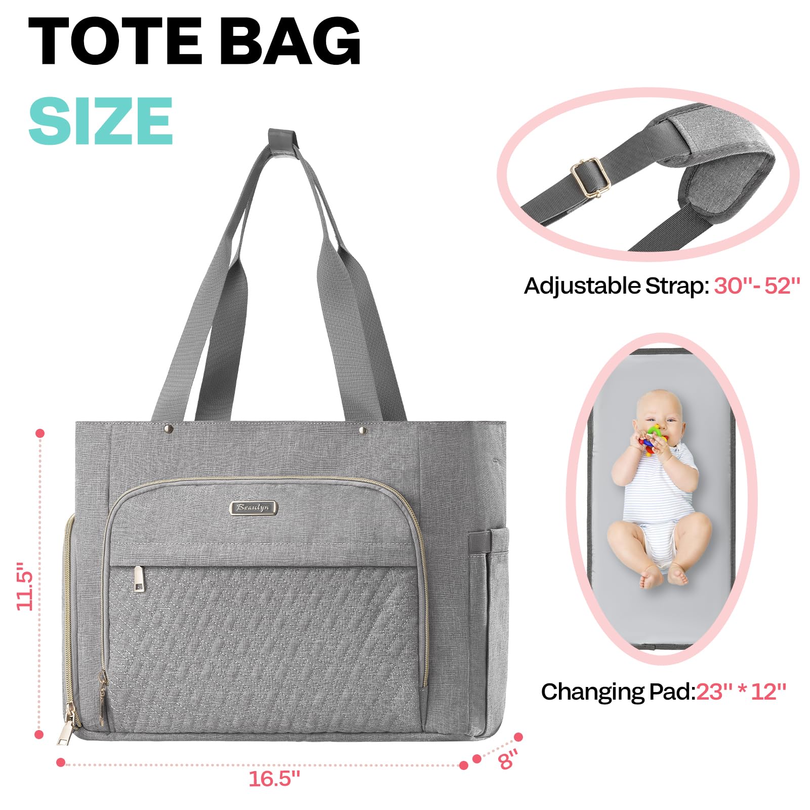 Foto 6 pulgar | Bolsa De Pañales Tote Beaulyn Para Mamás Que Trabajan - Venta Internacional.
