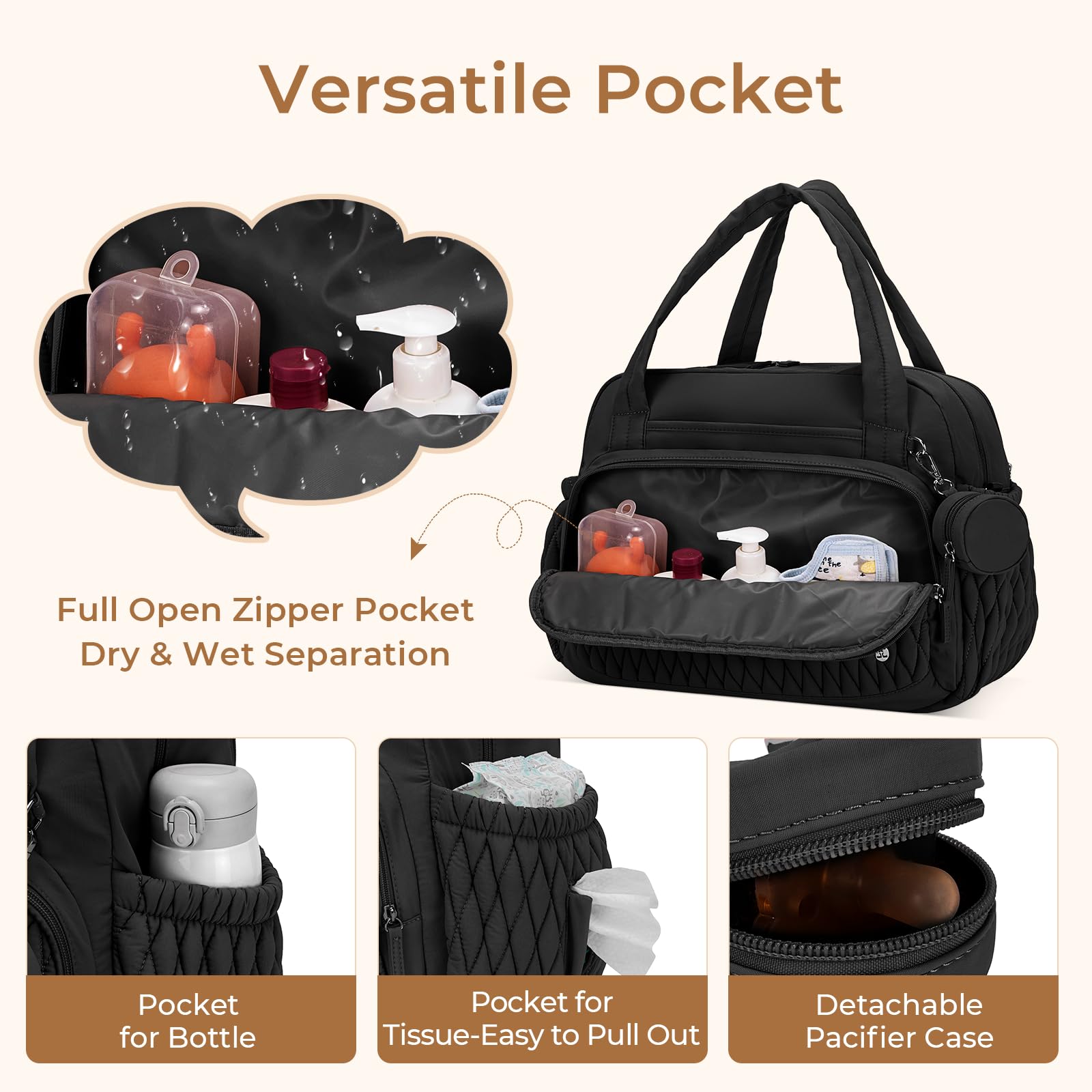 Foto 6 pulgar | Bolsa De Pañales Telena Travel Crossbody De Gran Capacidad Negra - Venta Internacional.