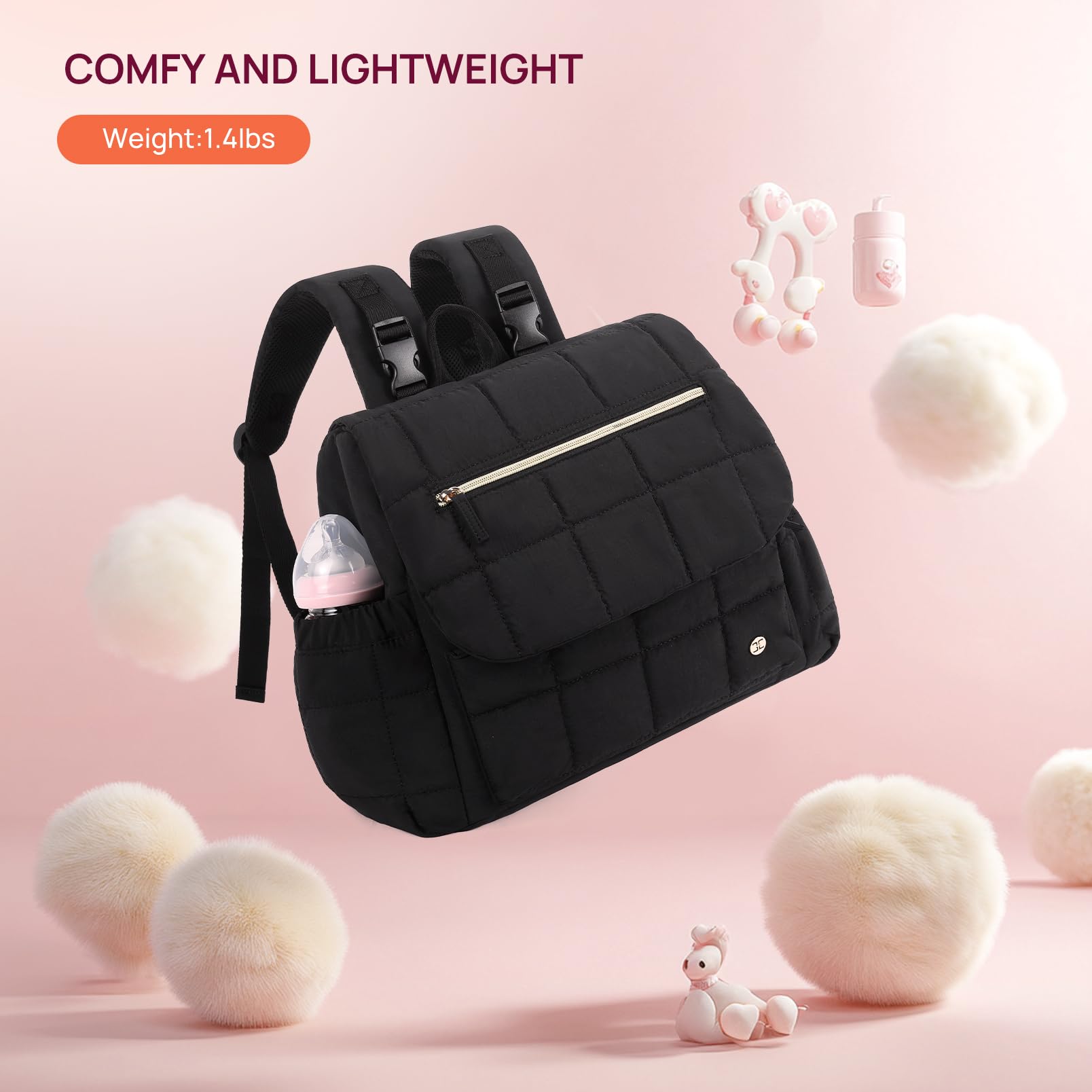 Foto 5 | Mochila Para Pañales Telena Puffer Con Bolsillos Aislantes, Color Negro - Venta Internacional.