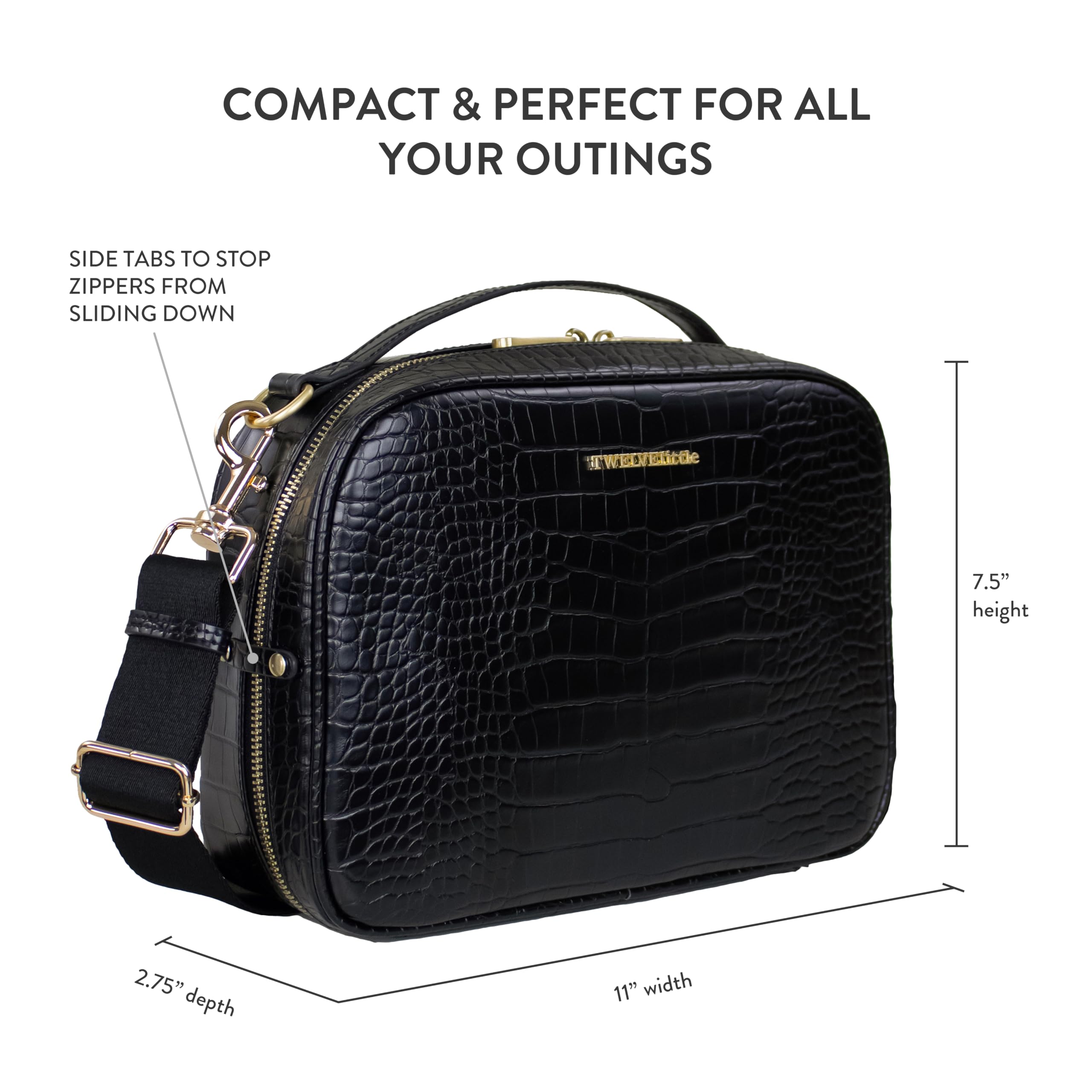 Foto 3 pulgar | Bolso Bandolera Diaper Clutch Twelvelittle Luxe Black Croc - Venta Internacional.