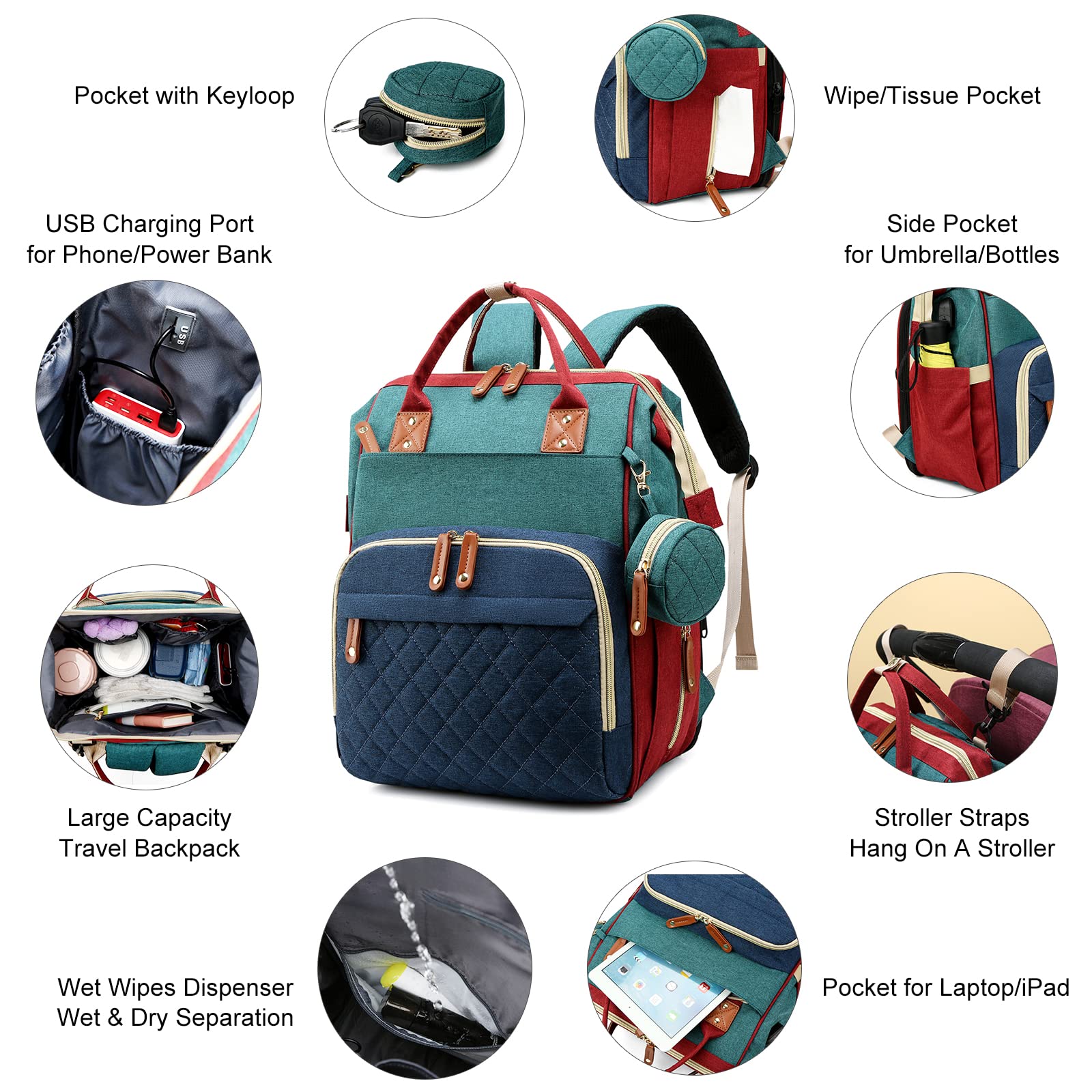 Foto 4 | Bolsa De Pañales Lamroro, Impermeable, 3 En 1, Con Cambiador - Venta Internacional.