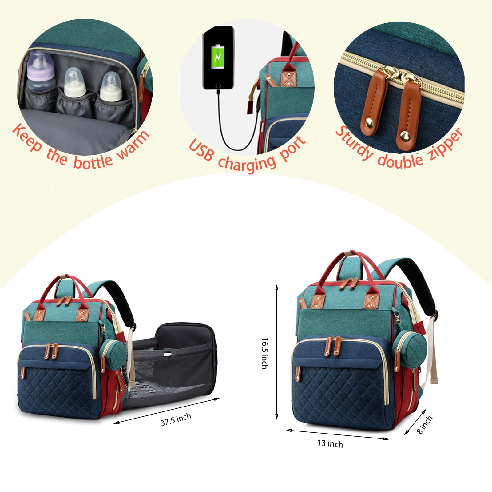 Foto 7 pulgar | Bolsa De Pañales Lamroro, Impermeable, 3 En 1, Con Cambiador - Venta Internacional.