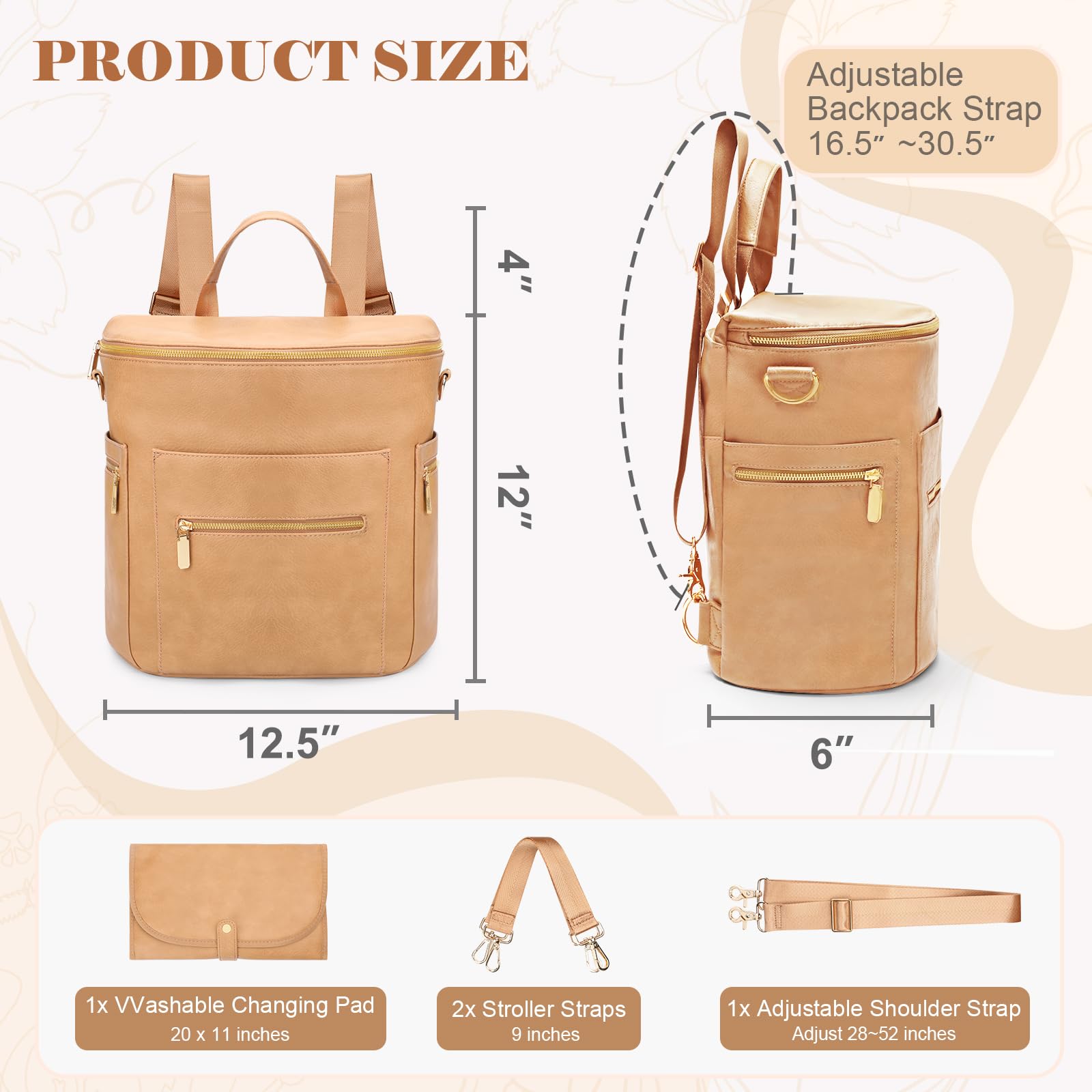 Foto 4 | Mochila Para Pañales Miss Fong, Tamaño Grande, De Piel Con 15 Bolsillos - Venta Internacional.