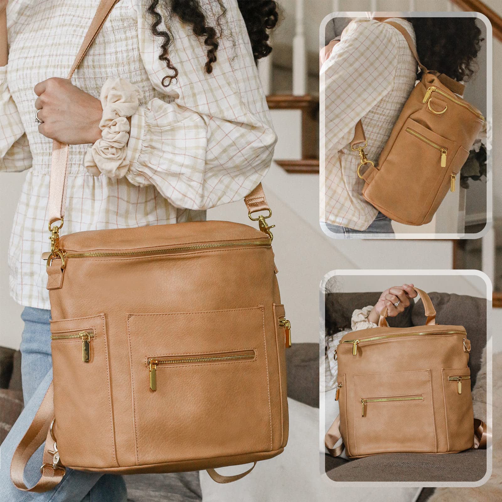 Foto 7 | Mochila Para Pañales Miss Fong, Tamaño Grande, De Piel Con 15 Bolsillos - Venta Internacional.