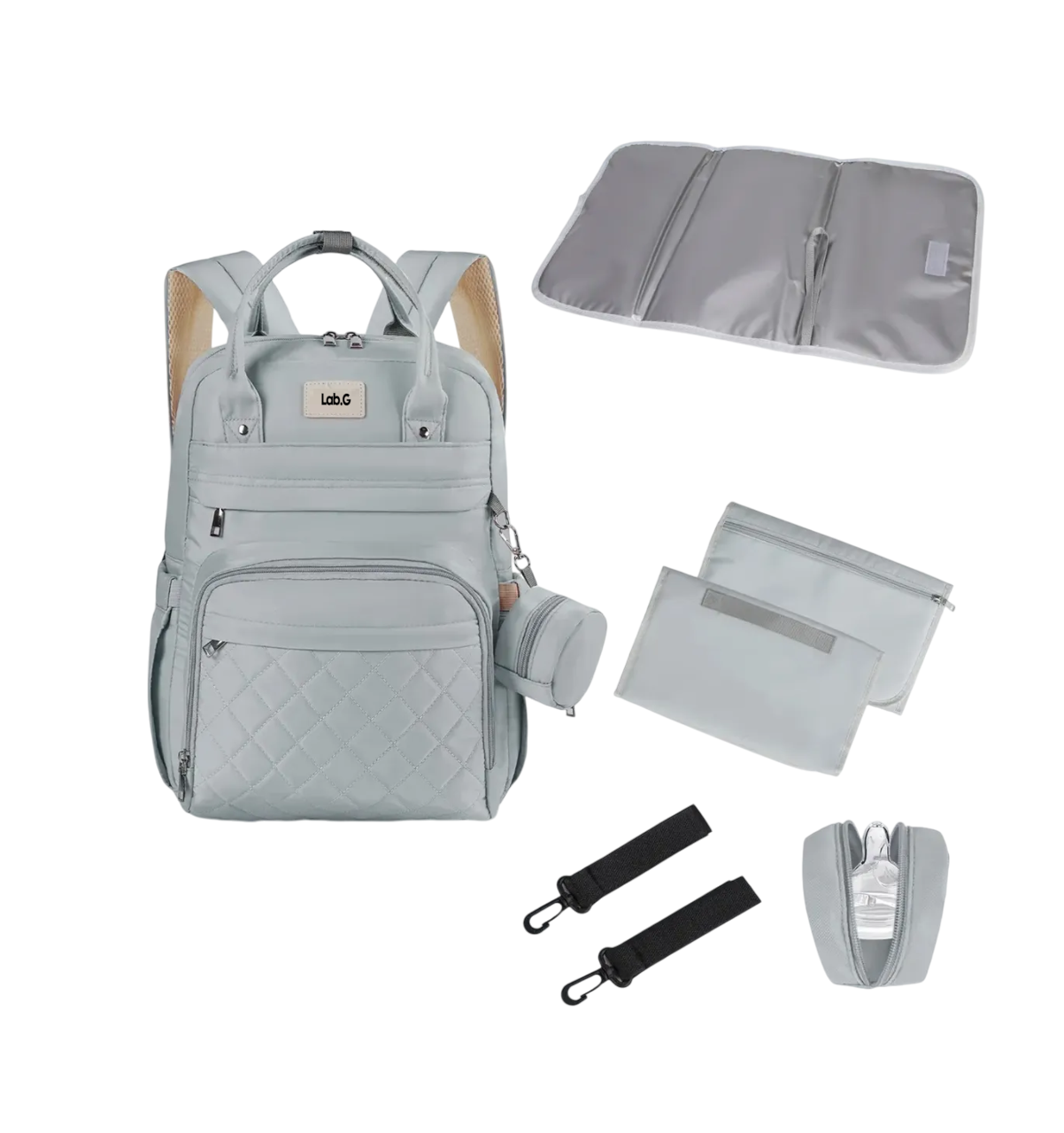 Foto 1 | Pañalera Mochila De Bebe 7 Pzs Gris Claro