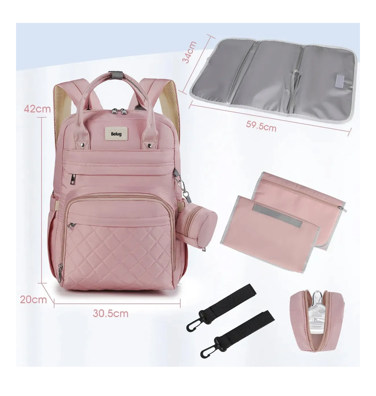 Foto 6 pulgar | Pañalera Mochila De Bebe 7 Pzs Rosa