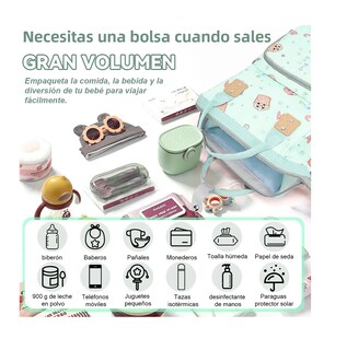 Foto 2 | Mochila Pañalera Para Bebe Verde Claro