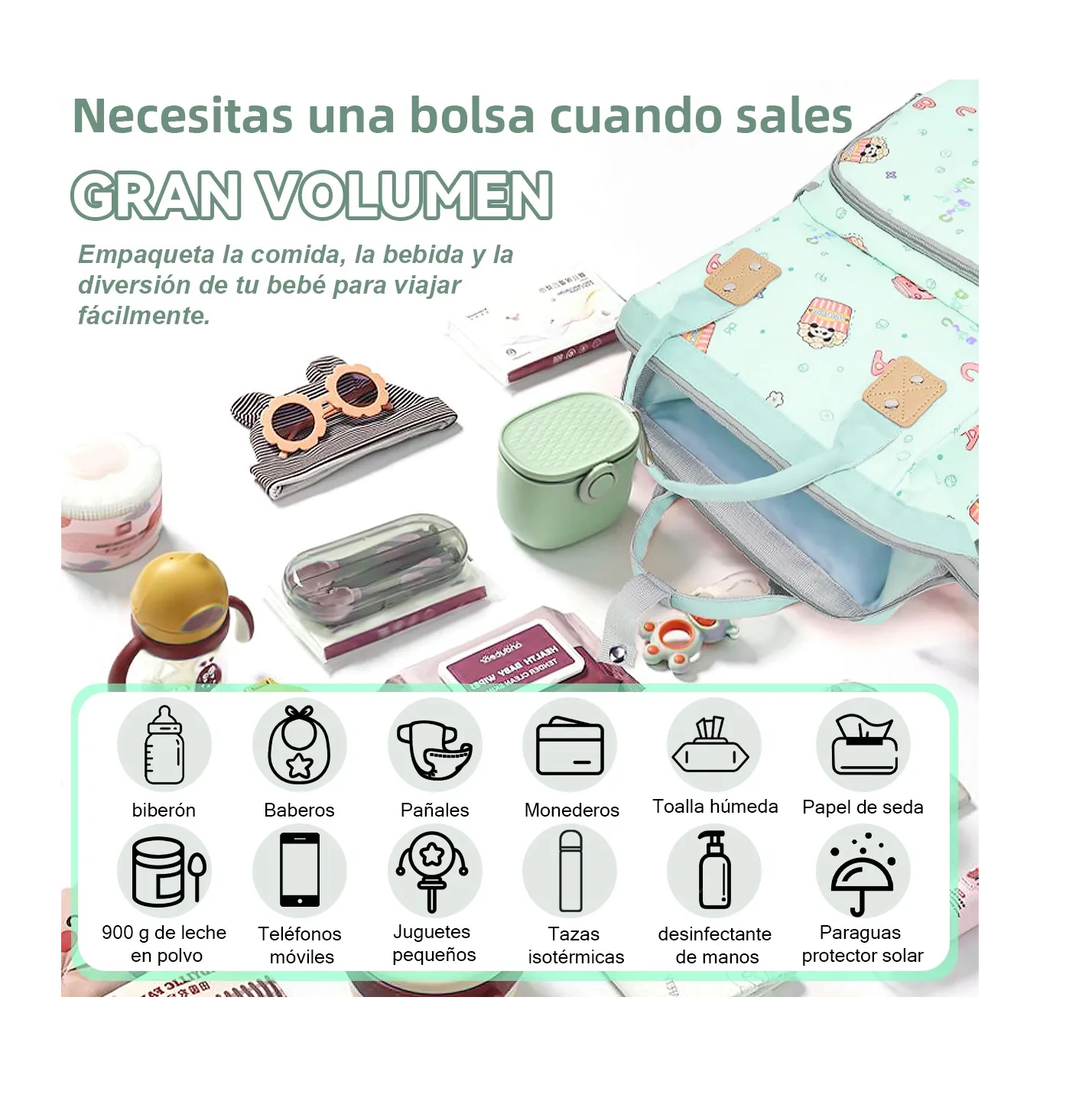Foto 2 | Mochila Pañalera Para Bebe  Verde Claro