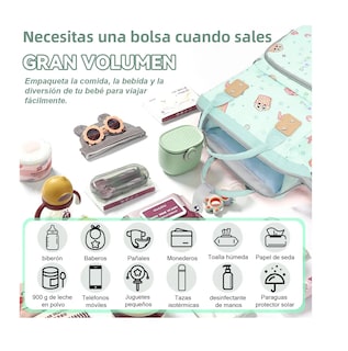 Foto 2 | Mochila Pañalera Para Bebe Verde Claro