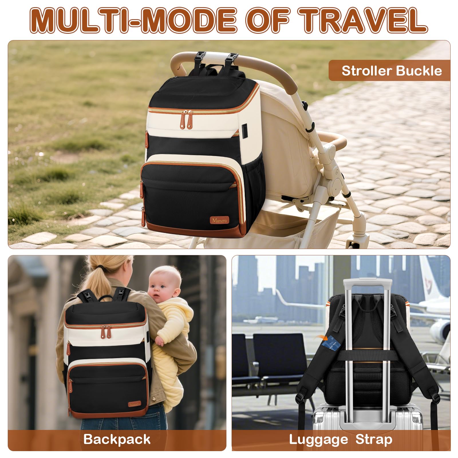 Foto 6 pulgar | Mochila Para Pañales Mancro Para Mujer Con 3 Bolsillos Aislantes - Venta Internacional.