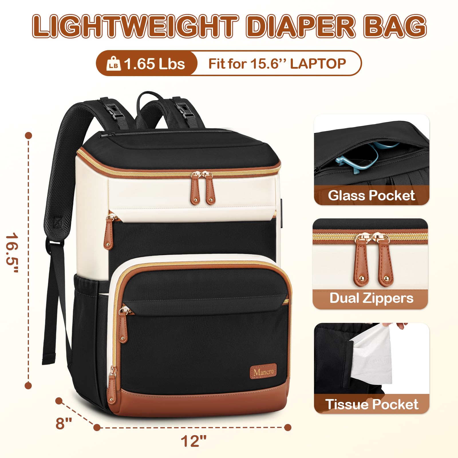 Foto 7 pulgar | Mochila Para Pañales Mancro Para Mujer Con 3 Bolsillos Aislantes - Venta Internacional.