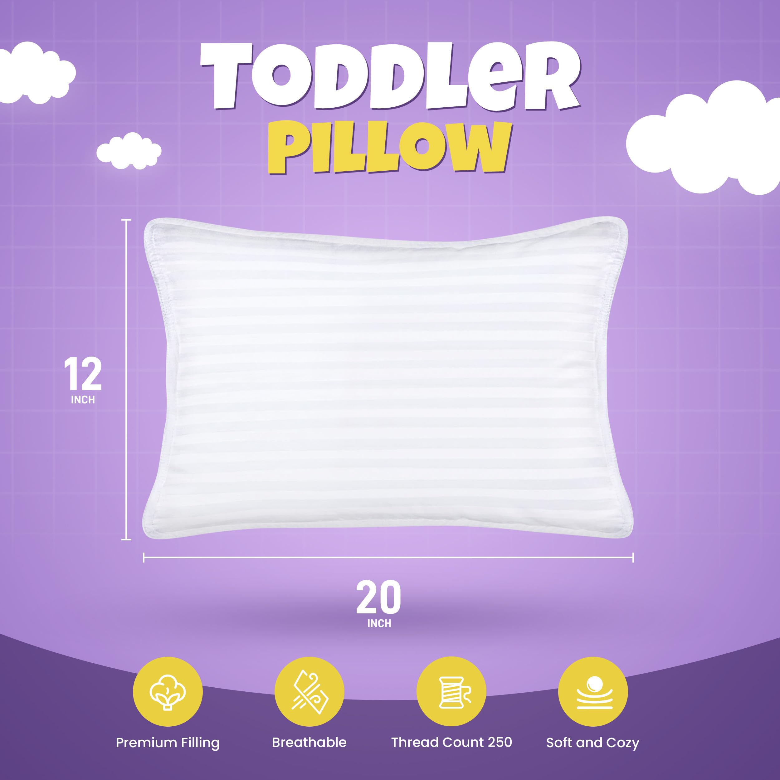 Foto 2 | Paquete De 2 Camas Pillow Utopia Para Niños Pequeños, 30 X 50 Cm, Color Blanco - Venta Internacional.