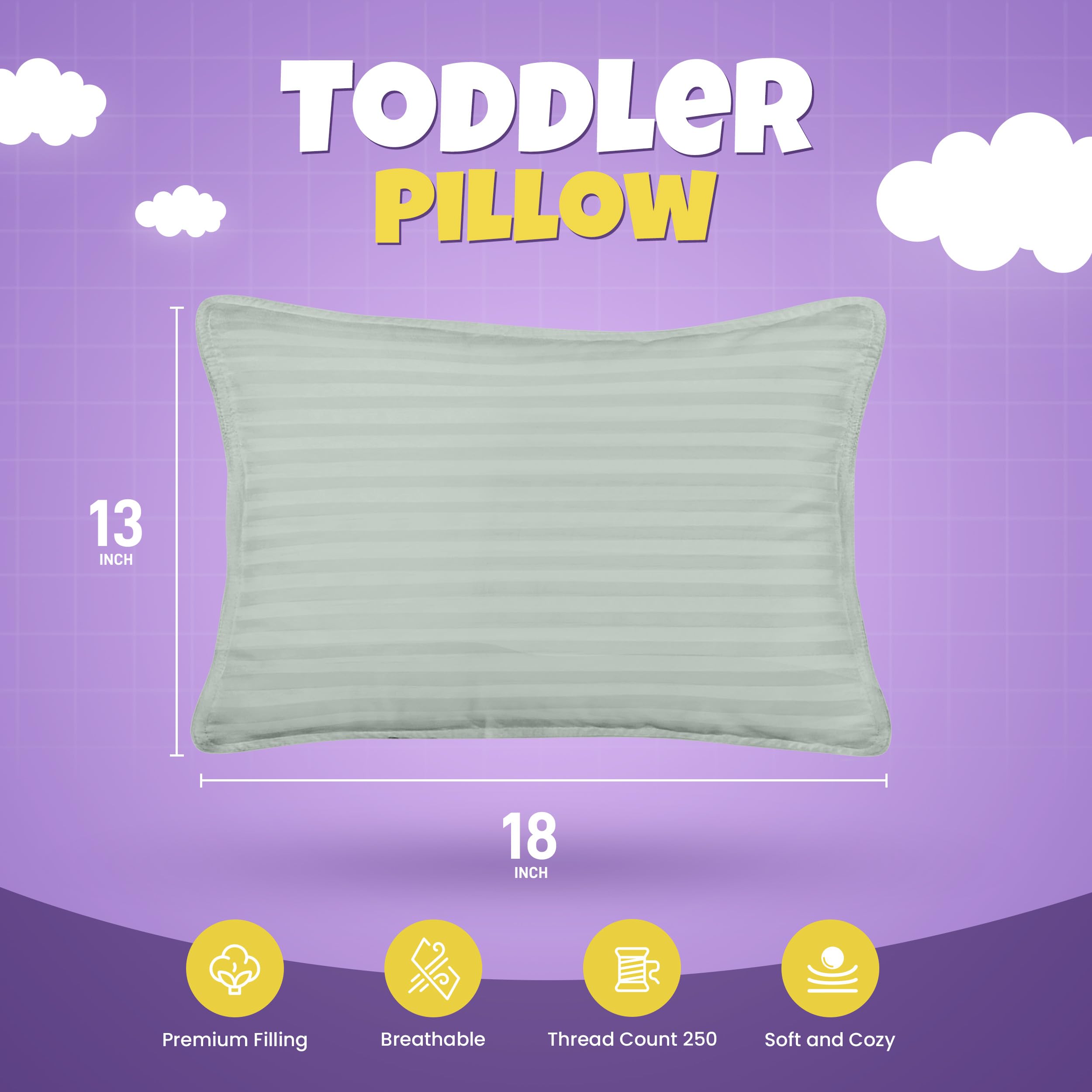 Foto 3 pulgar | Pillow Utopia Bedding Para Niños Pequeños, Paquete De 2 Unidades, 33 X 46 Cm, Gris Claro - Venta Internacional.