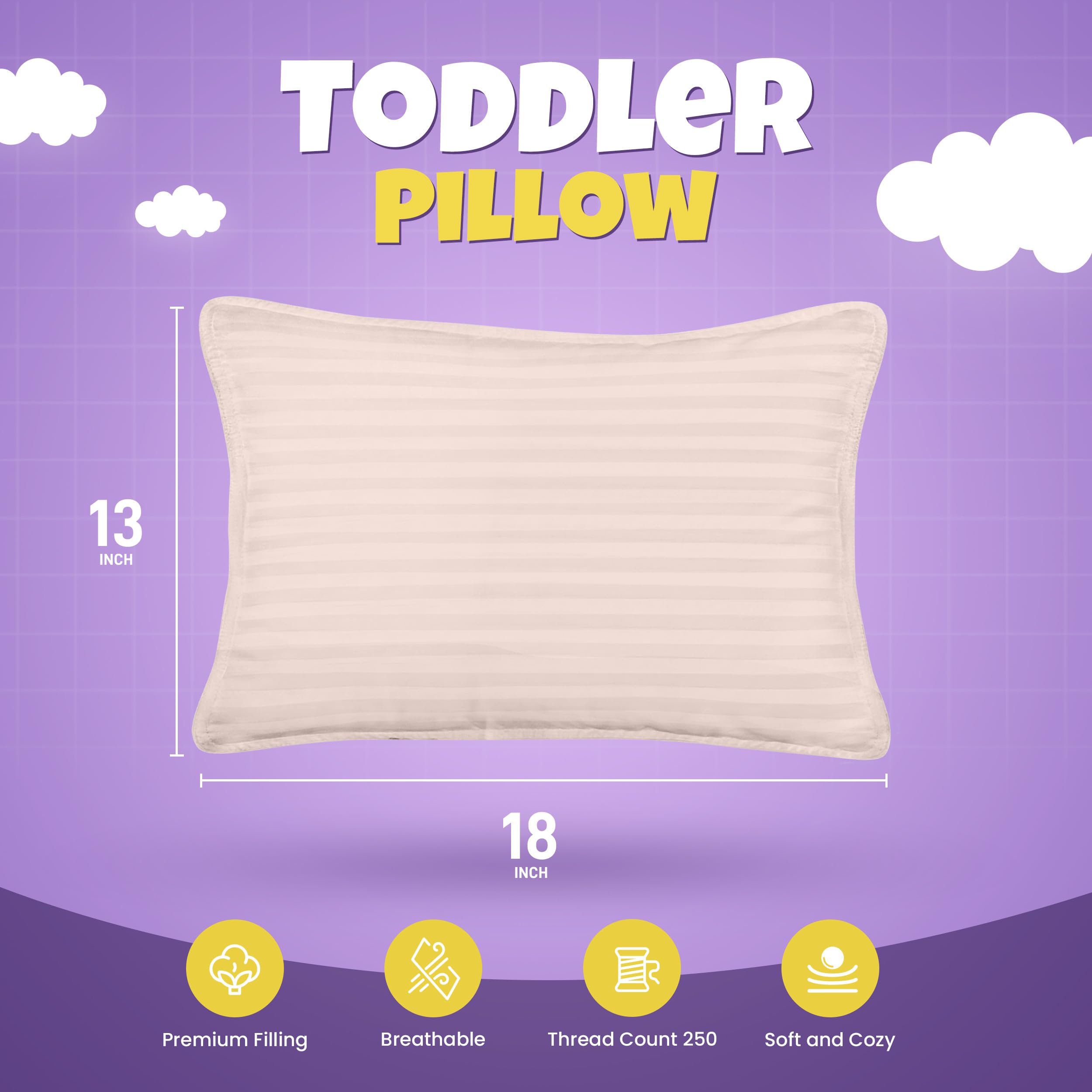 Foto 3 pulgar | Paquete De 2 Almohadas Utopia Para Niños Pequeños, Mezcla De Algodón, 13 X 18 Cm - Venta Internacional.