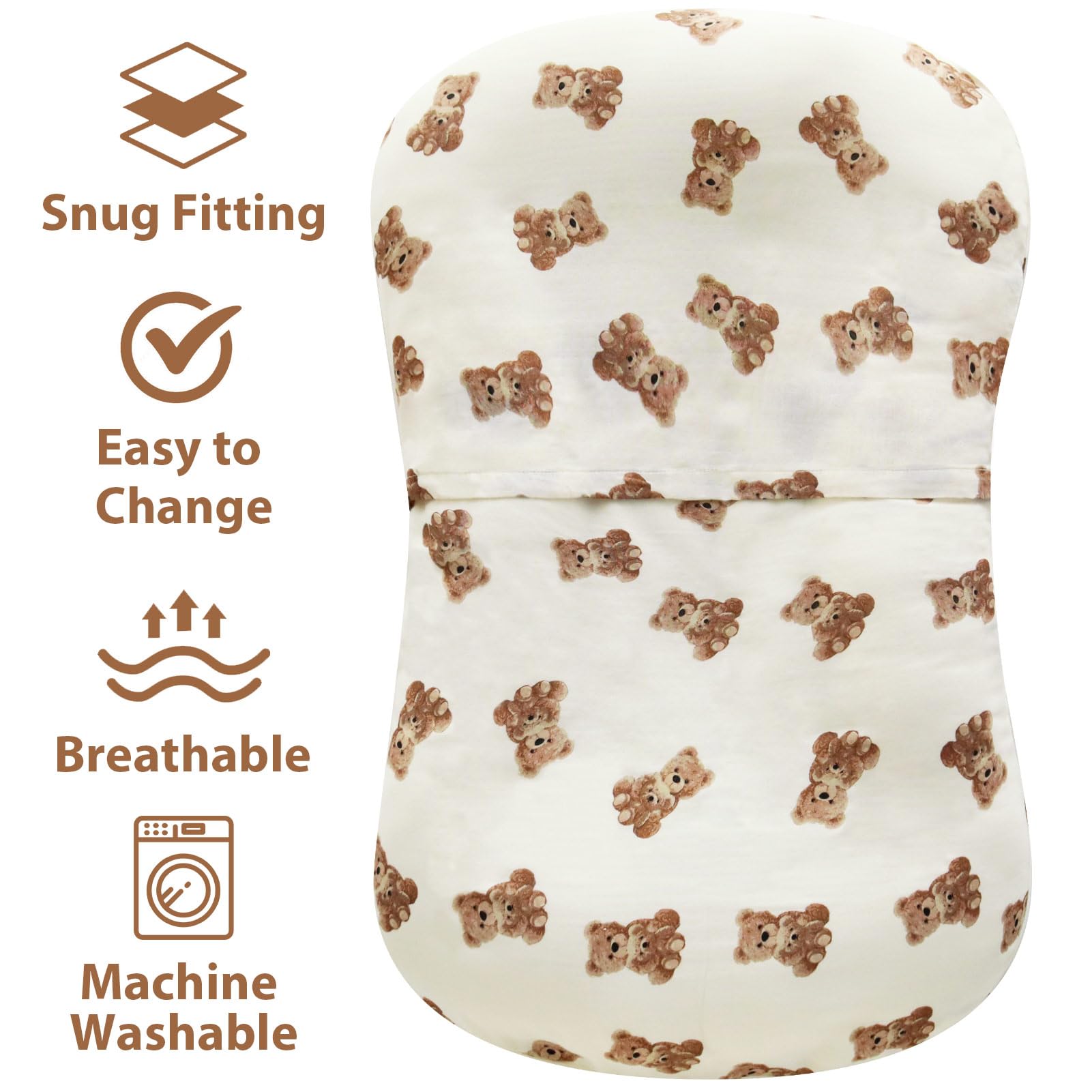 Foto 3 pulgar | Funda Para Tumbona Para Bebé Lifetree, Muselina, Estampado De Osos Neutros - Venta Internacional.