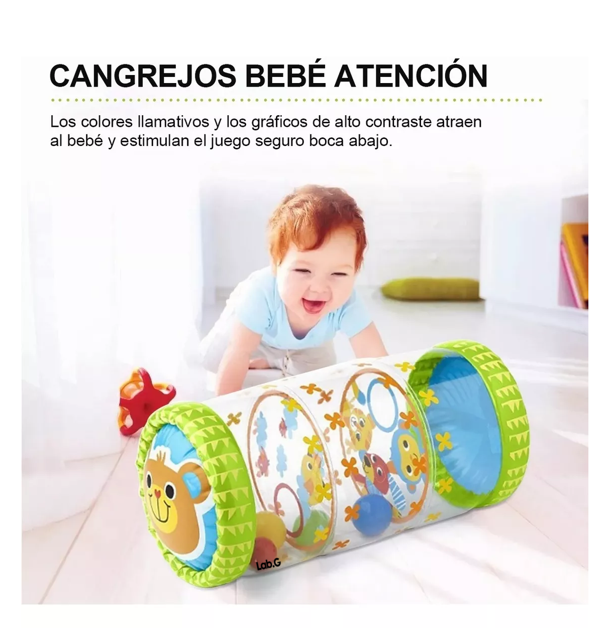 Foto 6 pulgar | Cilindro Inflable Para Bebé Estimulación Gateo Verde