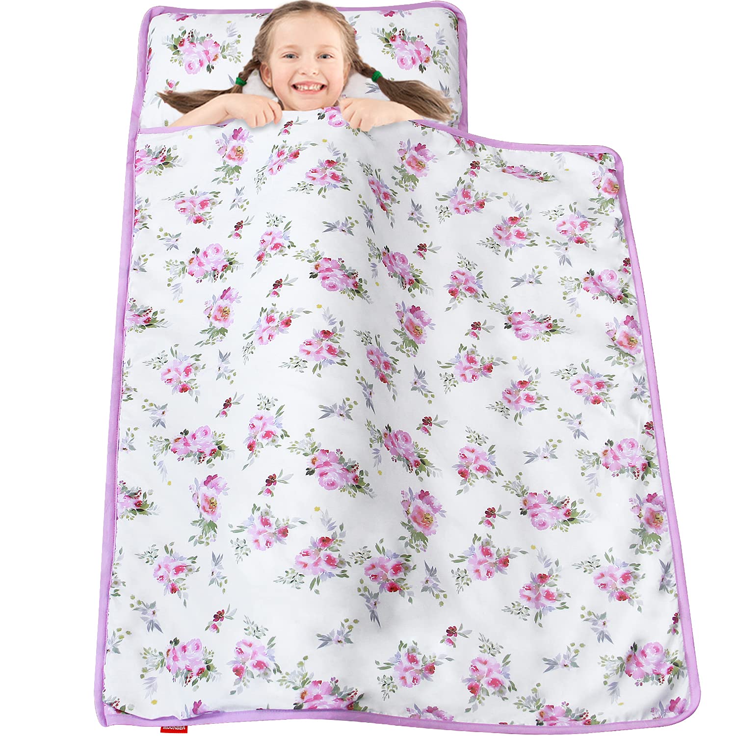 Foto 5 pulgar | Alfombrilla De Siesta Para Niños Pequeños Moonsea Floral Con Almohada Y Manta Polar - Venta Internacional.