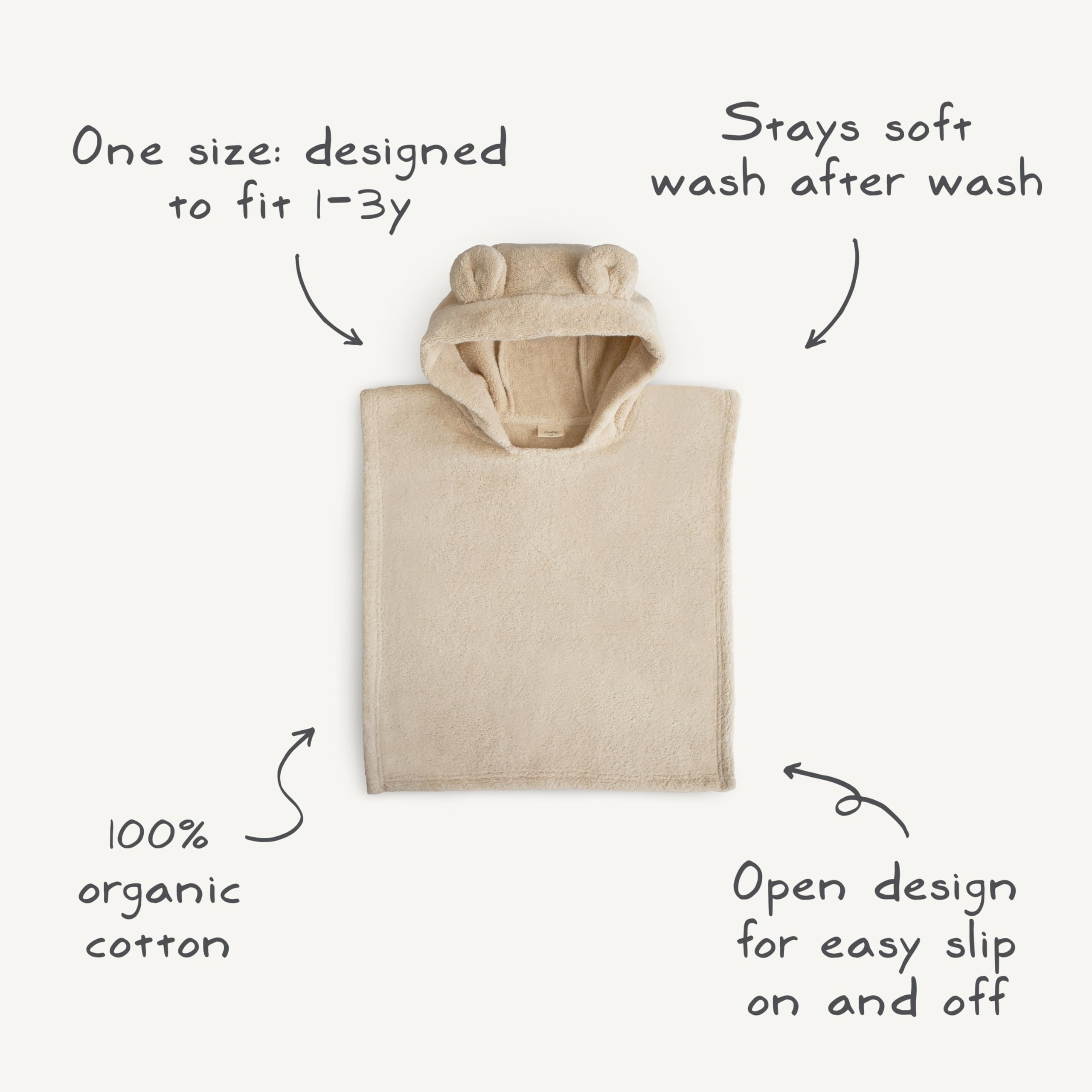 Foto 3 pulgar | Poncho Toalla Mushie Para Bebés Y Niños Pequeños De Algodón Orgánico - Venta Internacional.