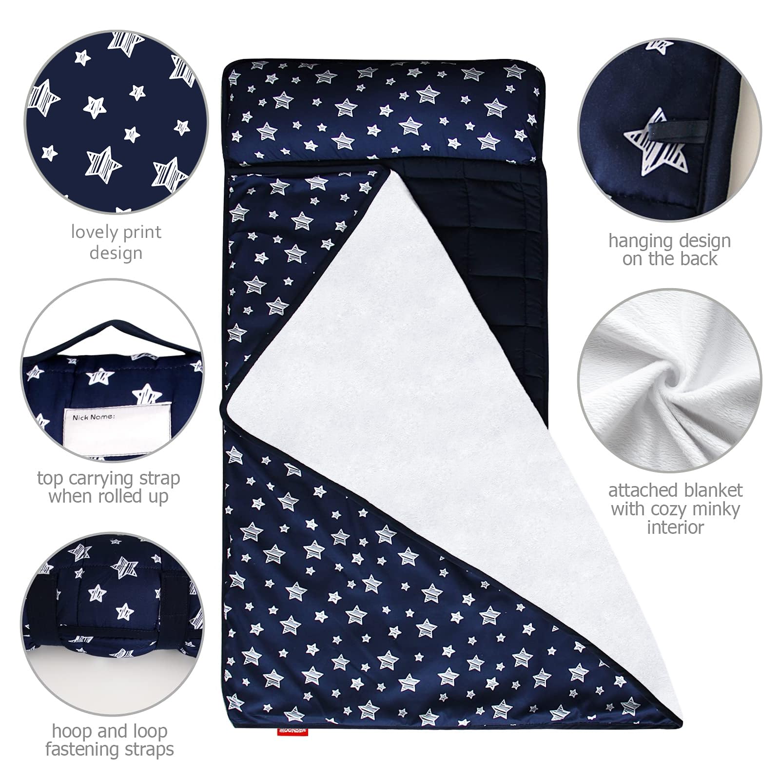 Foto 7 pulgar | Alfombrilla De Siesta Moonsea Para Niños Pequeños, Paquete De 2 Con Almohada Y Manta Polar Tipo Minky - Venta Inte